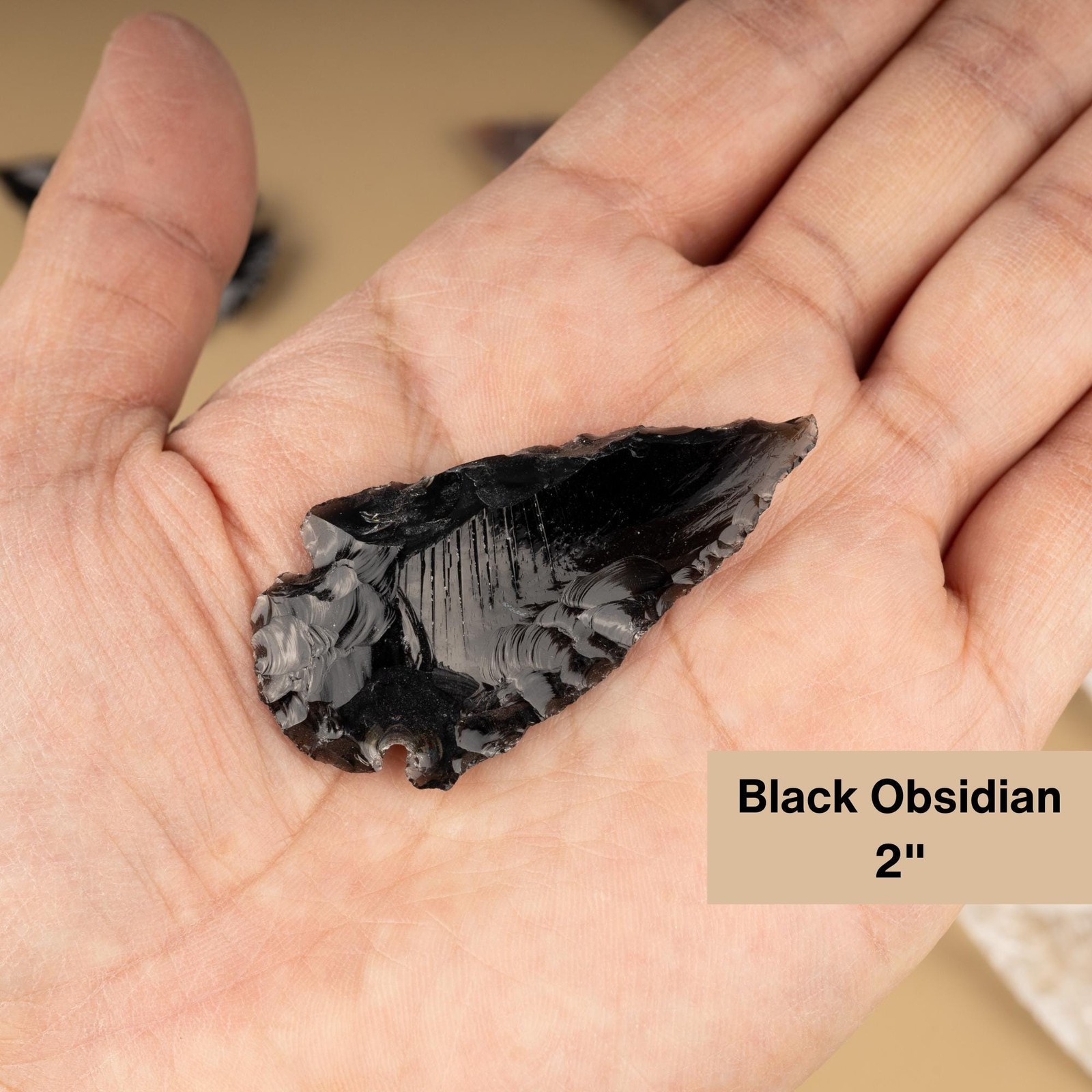 Hand Carved Crystal Arrowhead: 2″ Obsidian, Quartz, Jasper & 1.5″ Amethyst