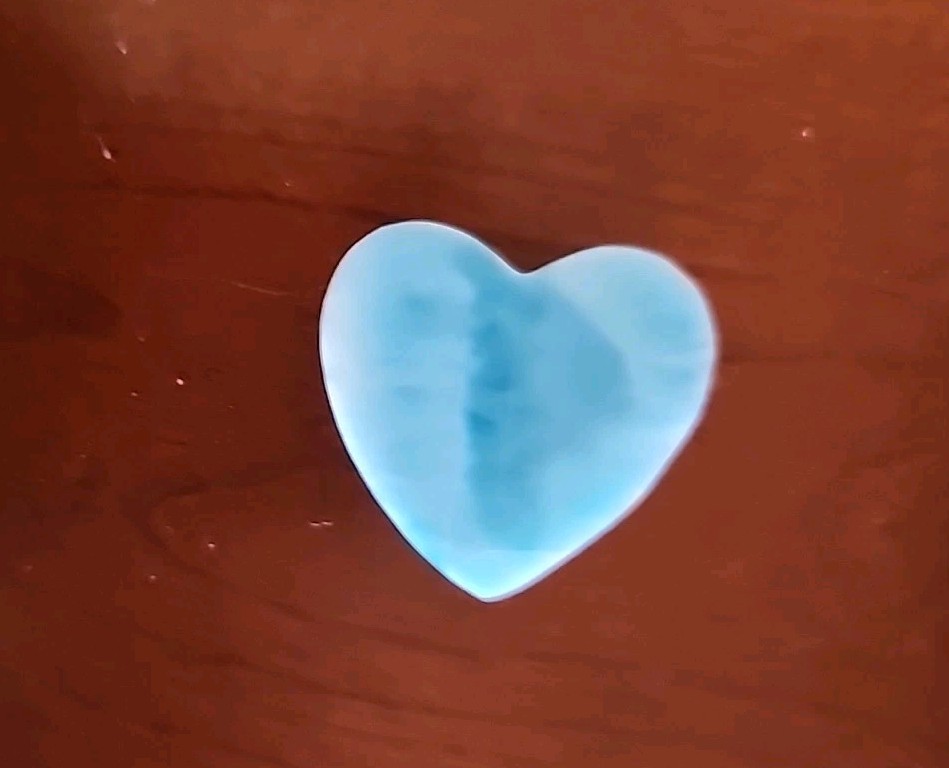 Larimar Heart Palm Stone 11.7g Polished Ocean Blue Caribbean Palm Stone Gemstone