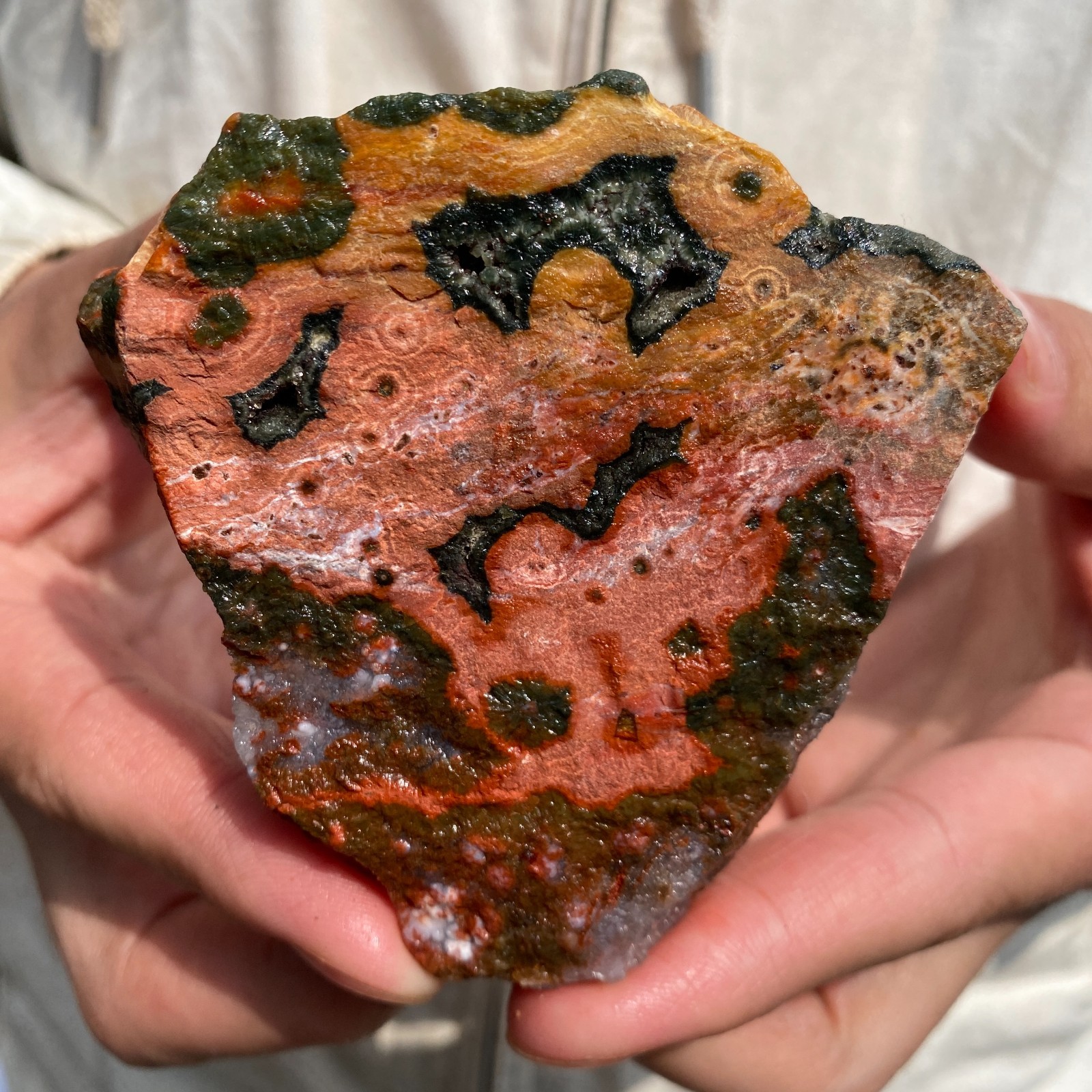 340G Rare Natural Raw Ocean Jasper Rough Quartz Crystal Mineral SpecimeM