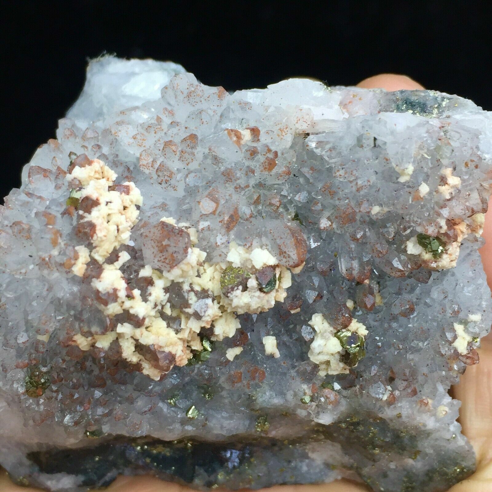238g Natural Strawberry Crystal & Triangle Pyrite Crystal Mineral Specimen