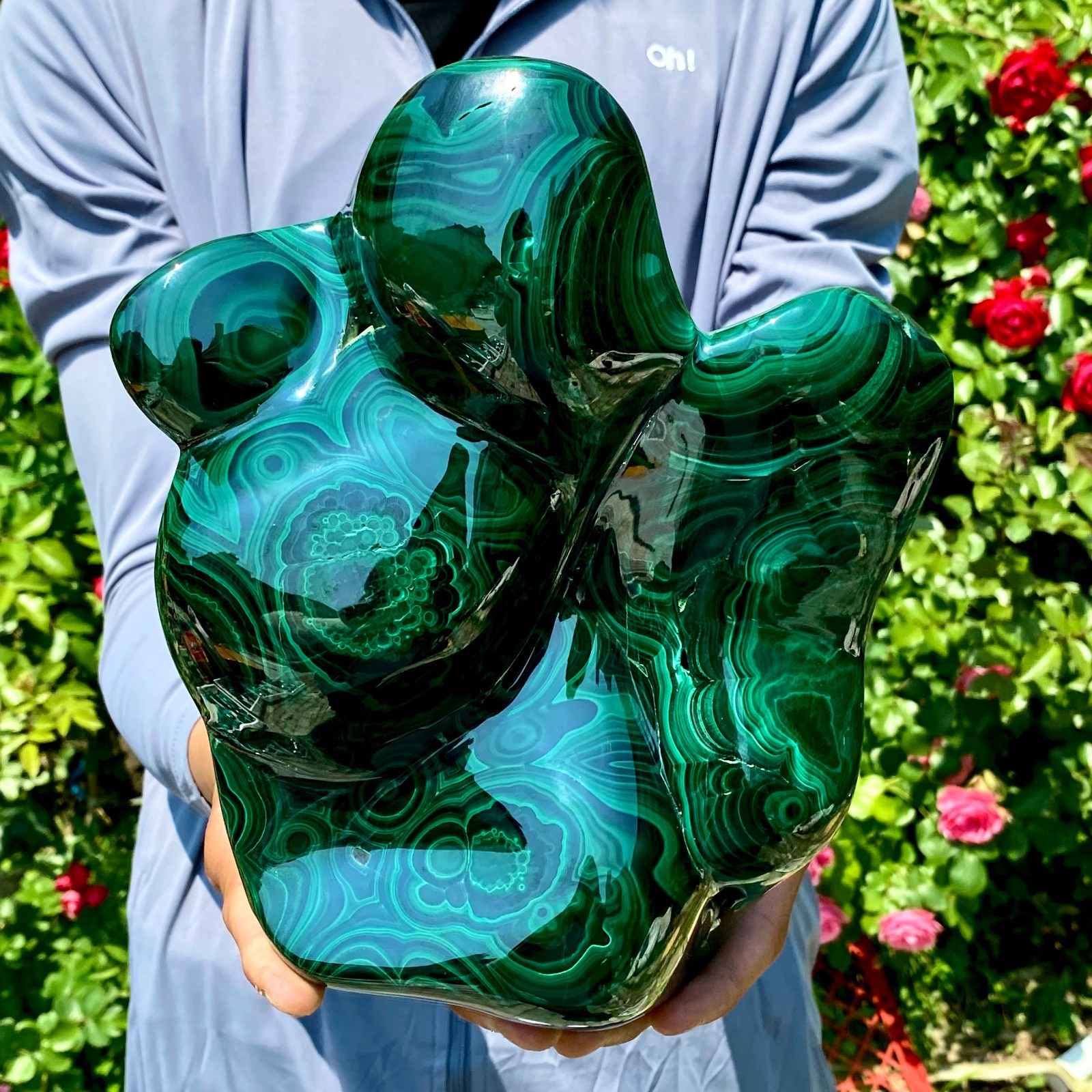 12LB Natural glossy Malachite egg transparent cluster rough mineral sample