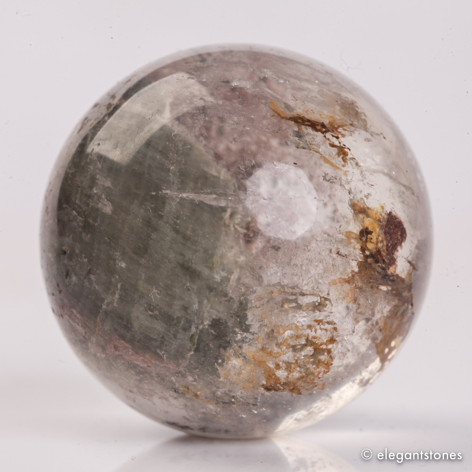 52g33mm Natural Garden/Phantom/Ghost/Lodolite Quartz Crystal Sphere Healing Ball