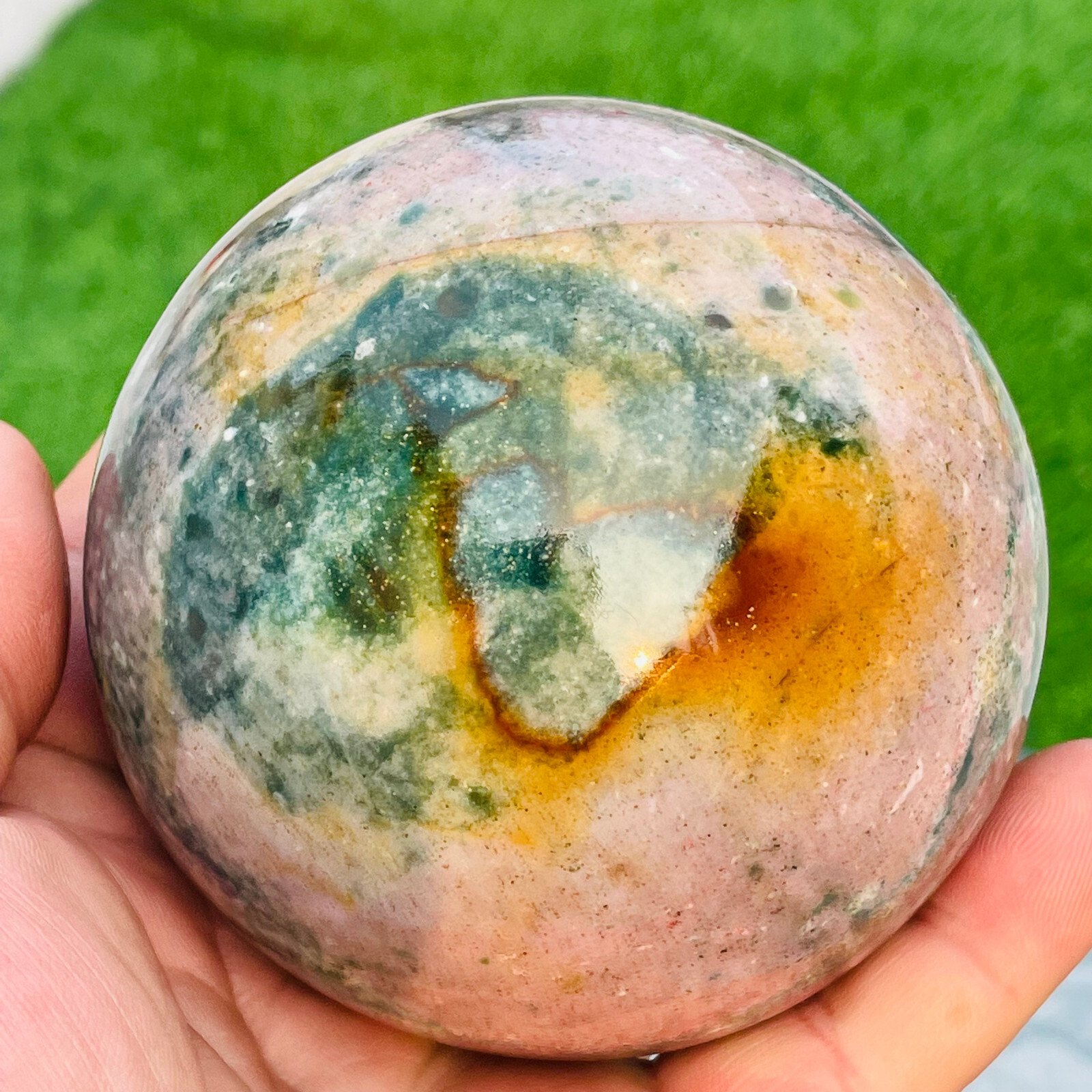 756g Rare Natural Colourful Ocean Jasper Quartz Crystal Sphere Ball Healing