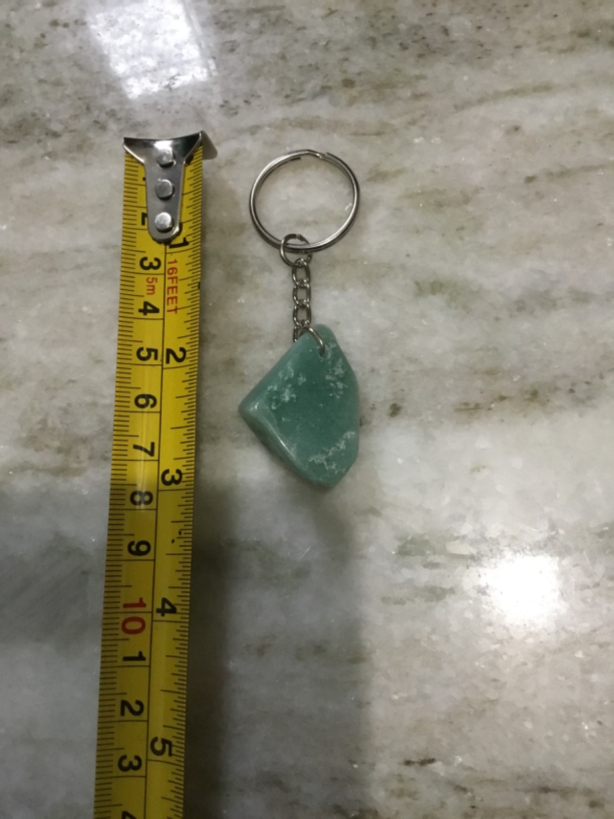 handmade polished green adventurine crystal keychain