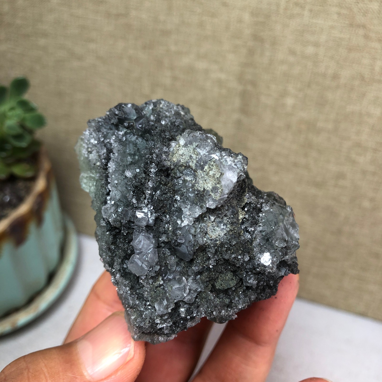 125g NATURAL Green Cubic FLUORITE Crystal Cluster Mineral Specimen A4732