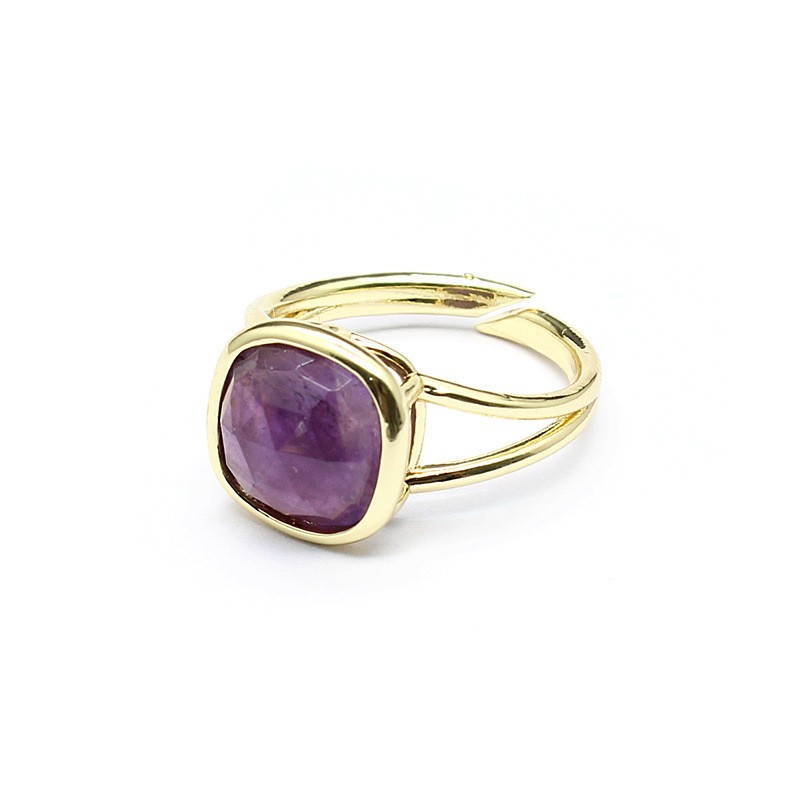 3-5PCS Natural crystal personalized retro natural stone square ring