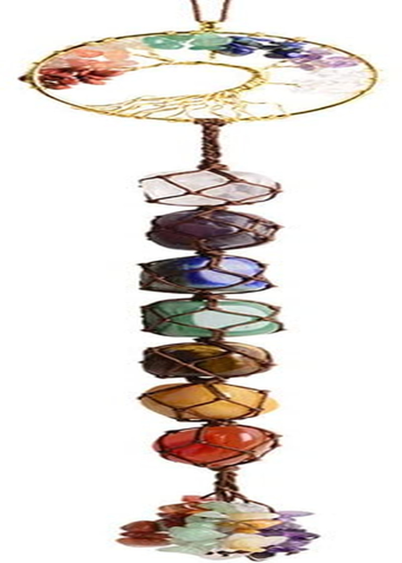 Tree of Life Chakra Stones Healing Crystals Feng Shui Hanging Ornament 7 Chakra