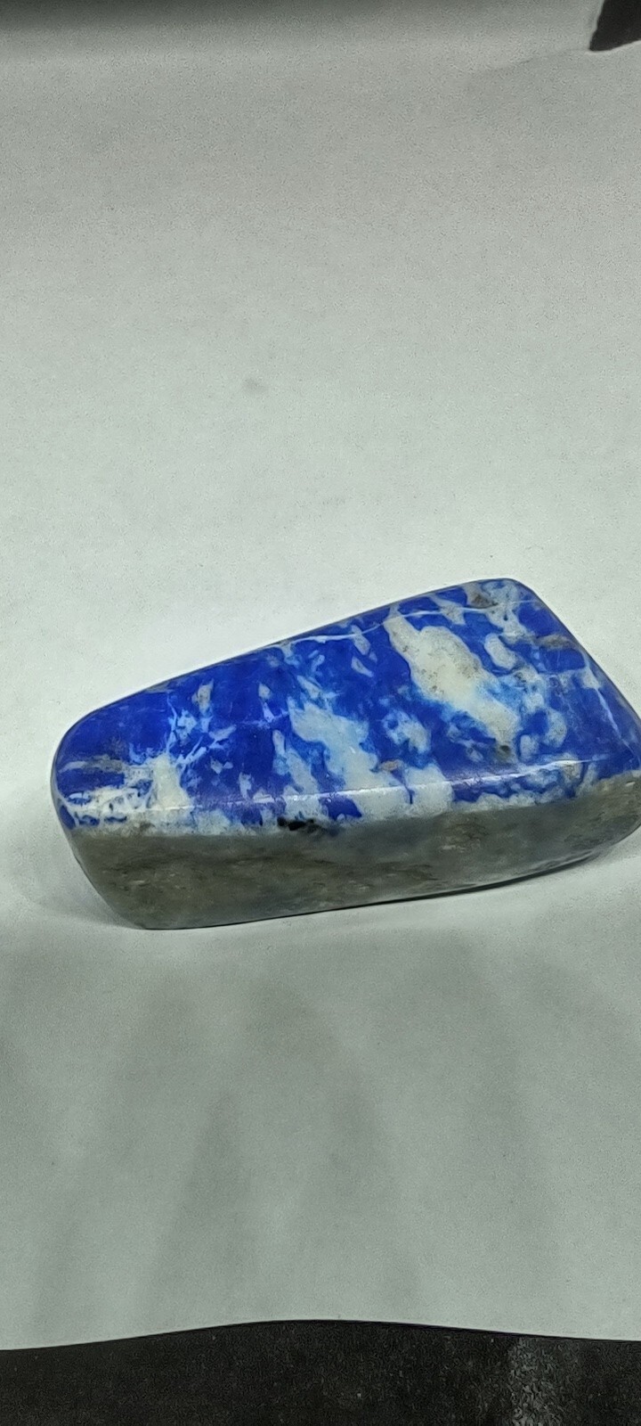 Lapis Lazuli Palm Stone Carved And Polished Rough On Back Side Afghanistan