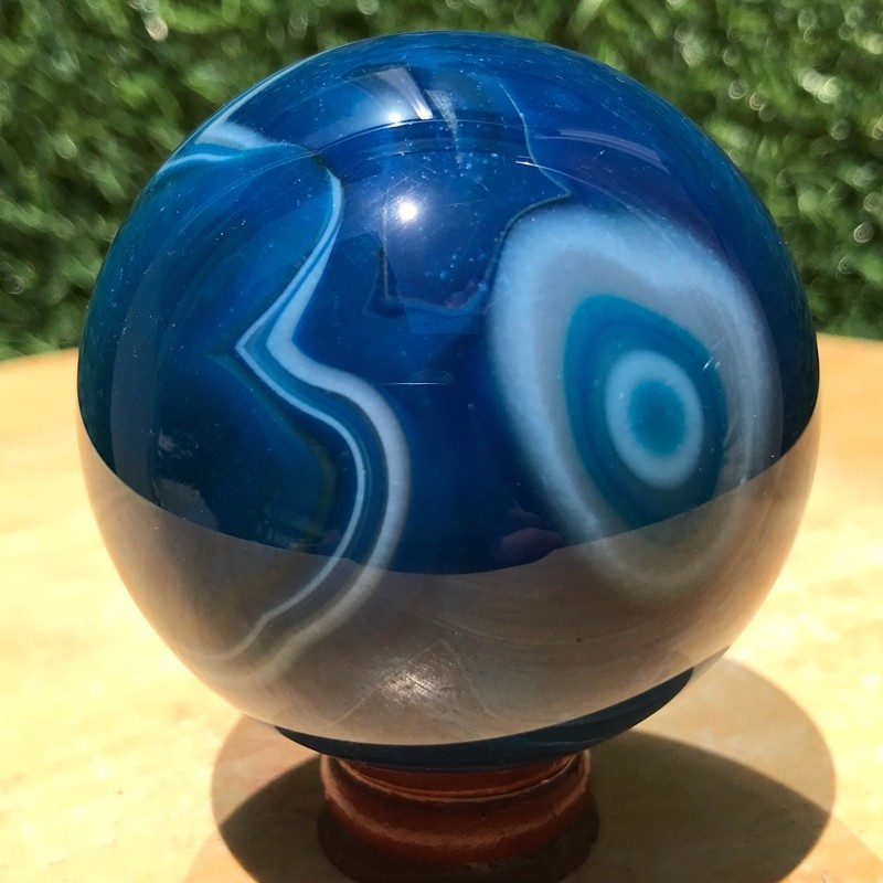 290G Rare Blue Agate Quartz Ball Crystal Sphere Mineral Specimen Healing