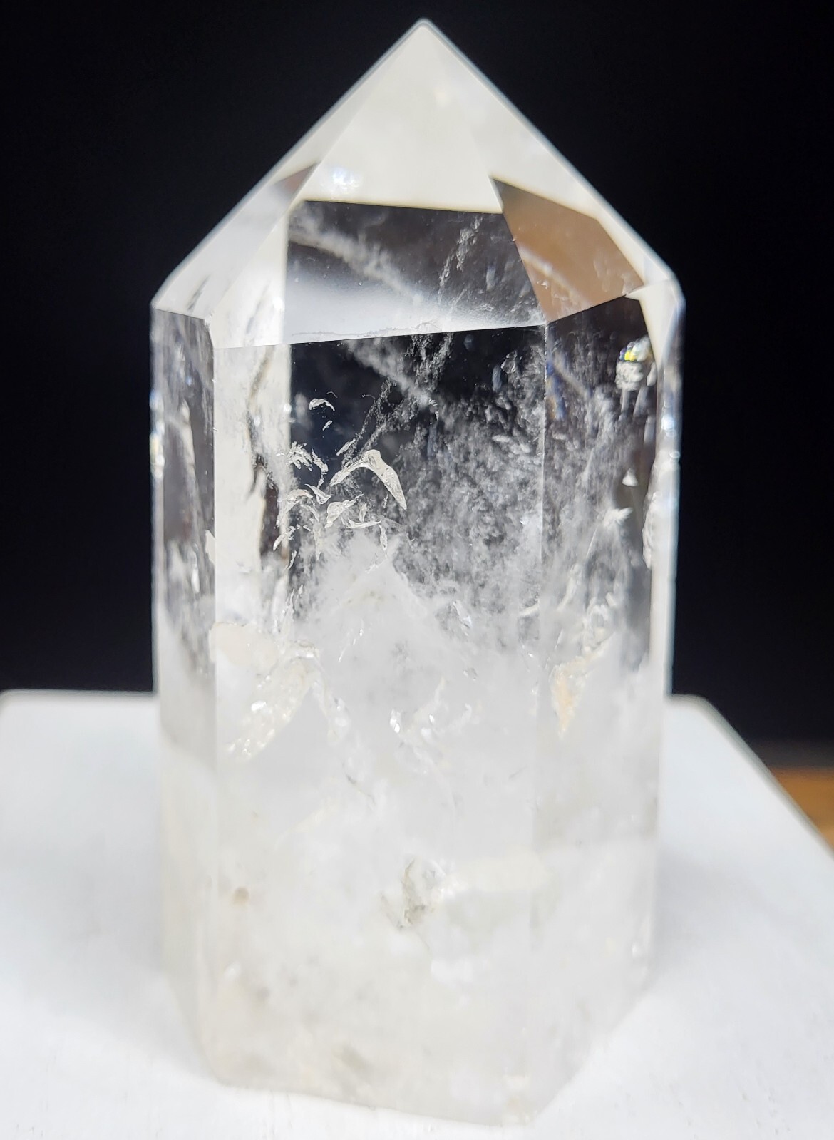 Clear Quartz Tower Blue Needle Feather Large Big Tall Point Gemstone Mineral