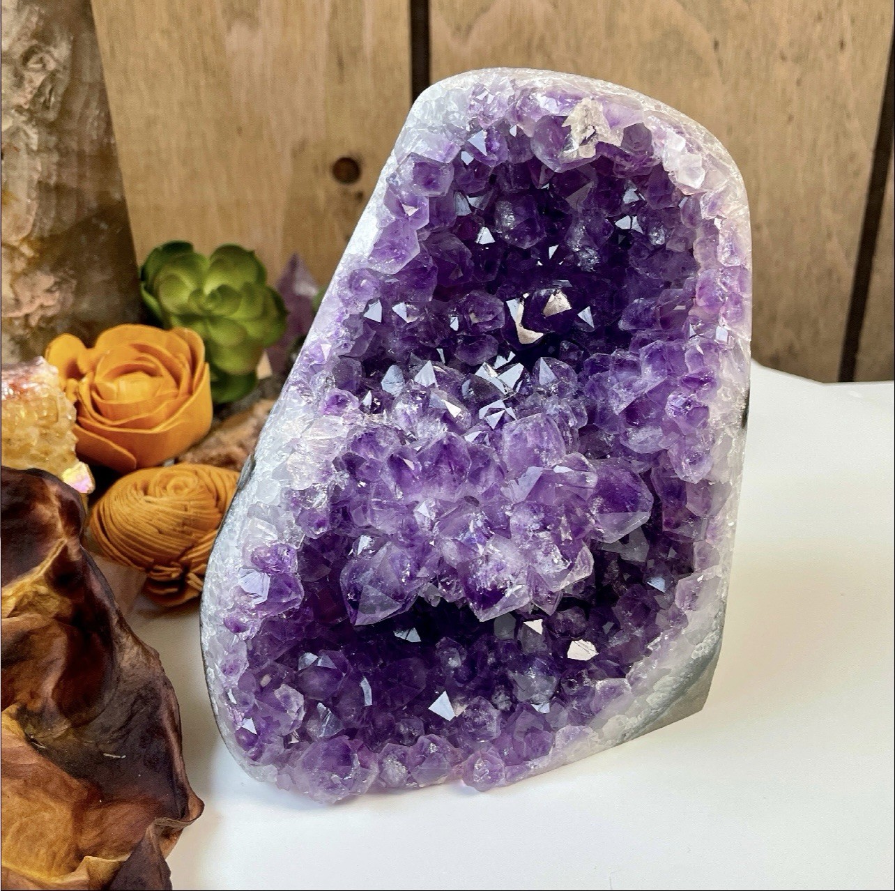 Natural Dark Purple Amethyst Druzy Geode Crystal Cluster Standing Specimen 4.5lb