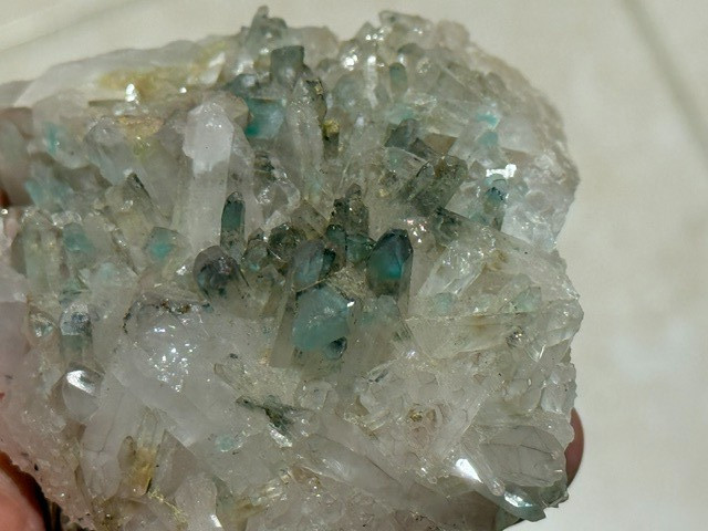 SEE VIDEO: RARE AJOITE INCLUDED QUARTZ CLUSTER, MESSINA MINE ,SOUTH AFRICA