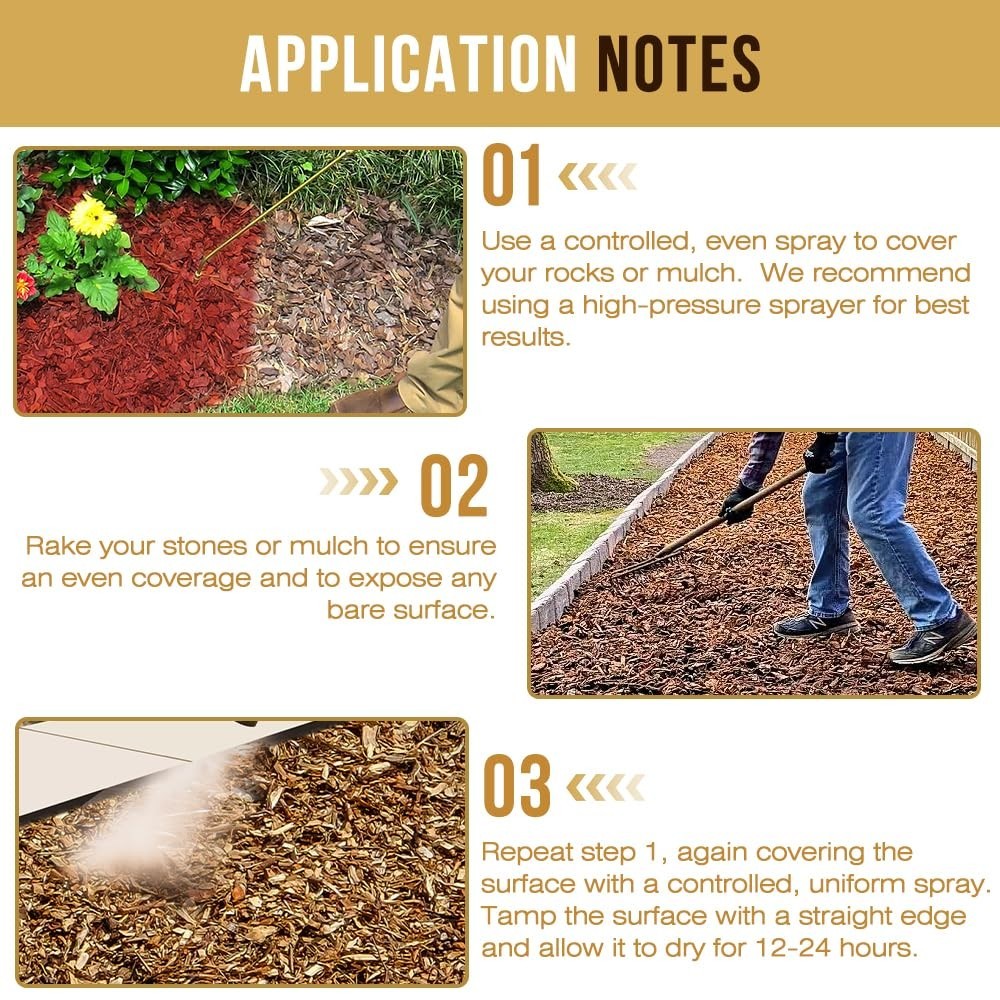 Non-Toxic Mulch Glue & Landscape Binder for Gravel, Wood Chips, Paths & Patios (