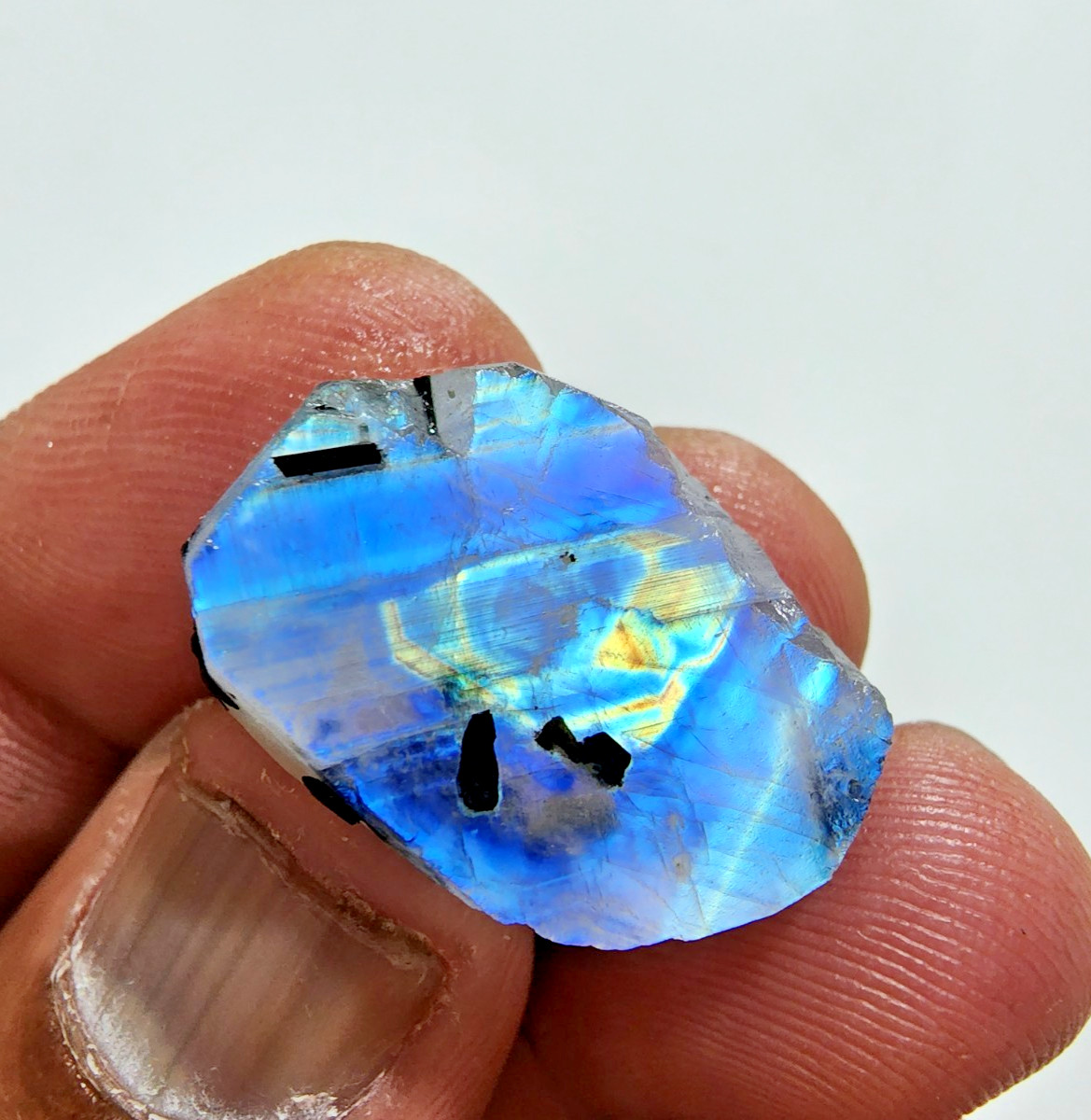 26 Crt Attractive Blue Fire White Rainbow Moonstone Rough Loose Gemstone Jewelry
