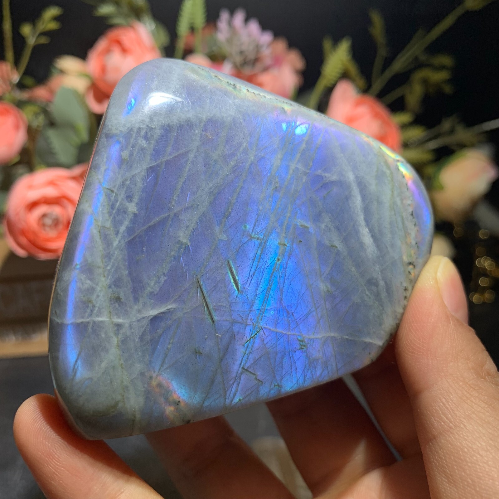290g Natural Purple Labradorite Free Form Ornament Crystal Quartz Reiki 62mm