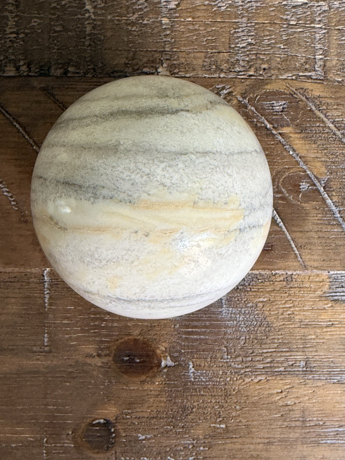 Vintage Zebra Calcite Polished Sphere Orb Office Or Home Decor Paperweight 3” in