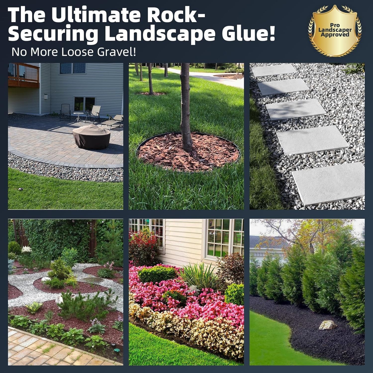 Rock Glue for Landscaping – 2 Gallon Mulch Hold with Grip Max, Strong Adhesion&