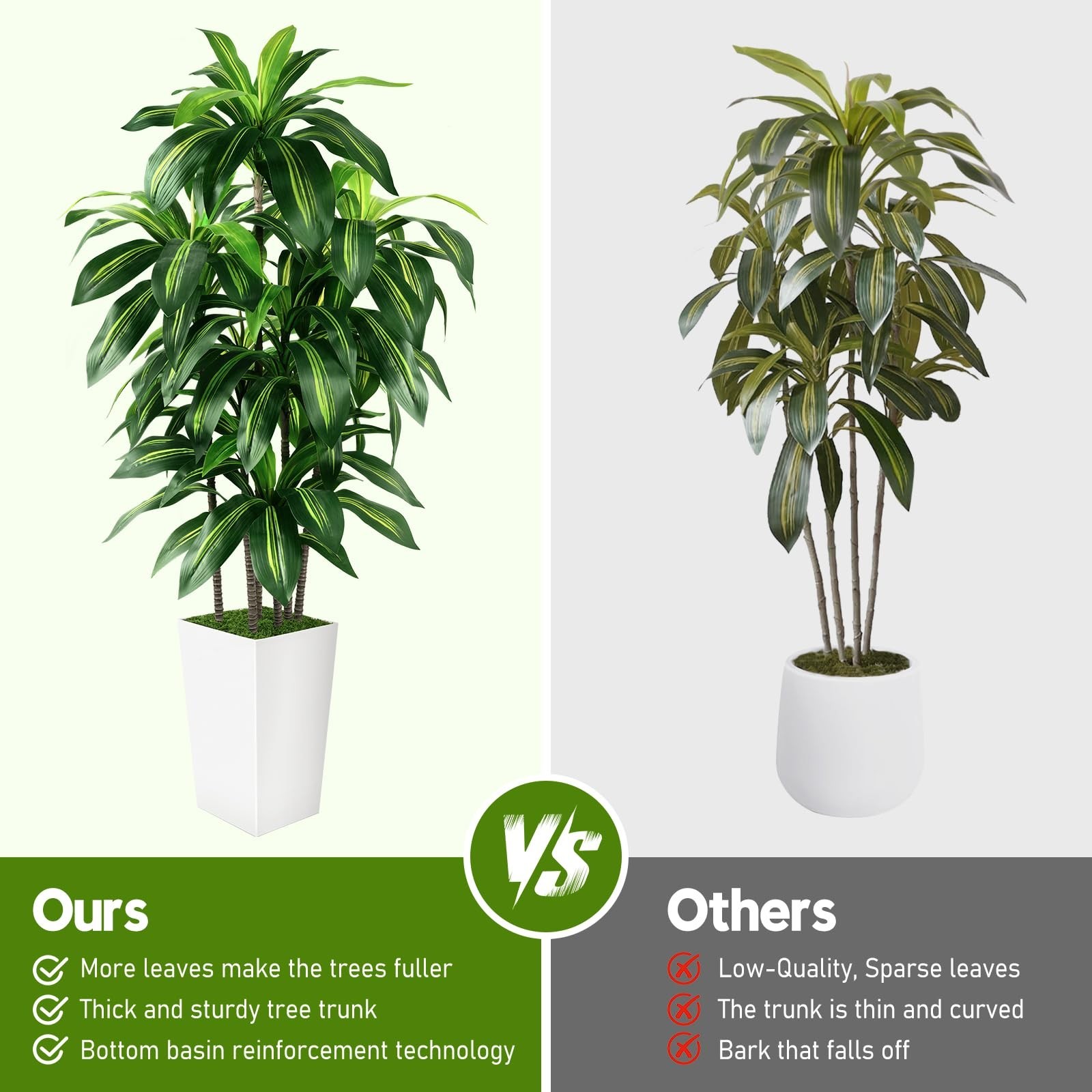 Artificial Dracaena Tree Indoor, 5FT Tall Fake Tree with White Tall Planter, …