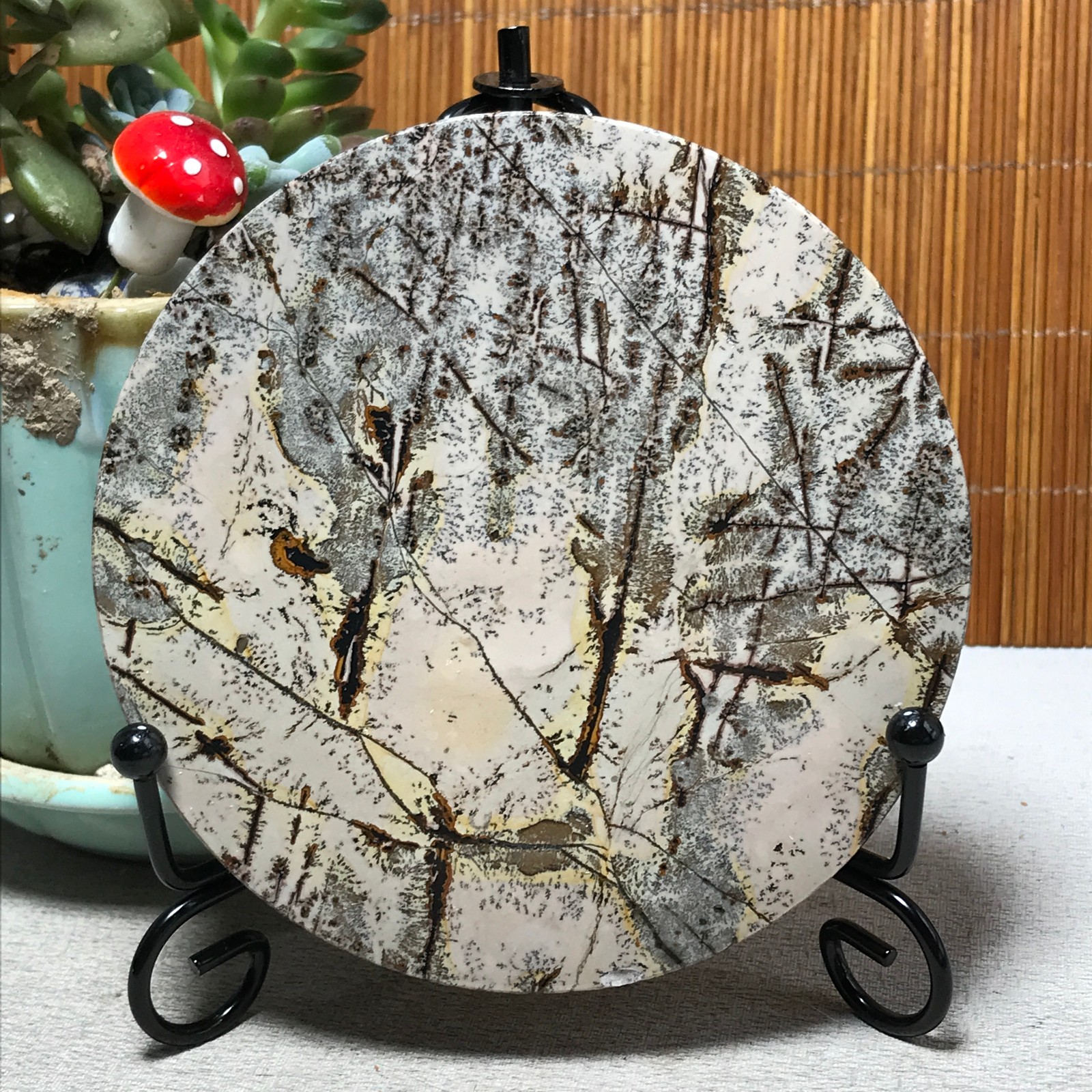 93mm Natural Chinese painting stone crystal ornaments for home decoration A6485
