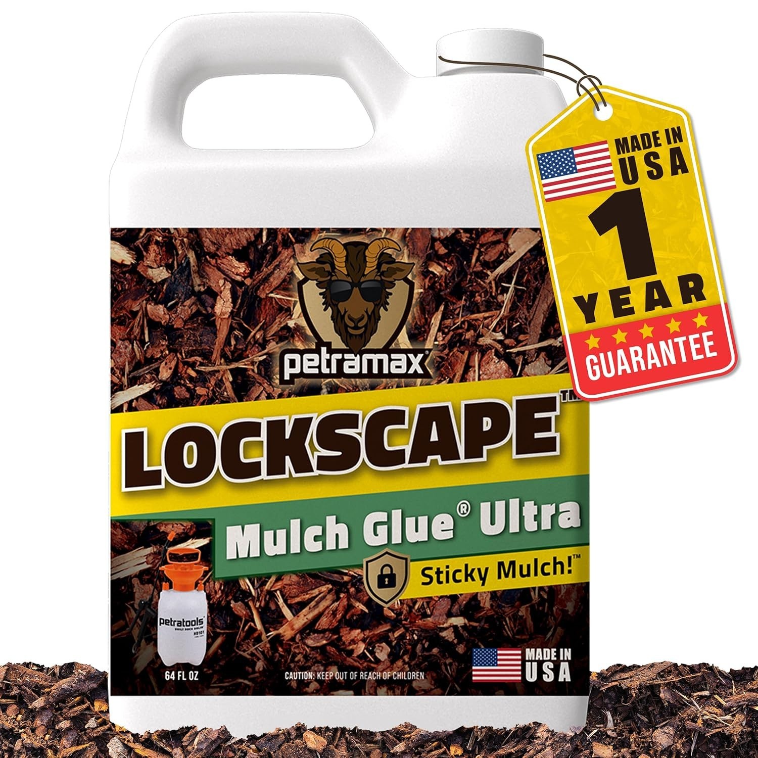 Lockscape Mulch Glue 64oz – Heavy-Duty, Non-Toxic Landscape Adhesive for Mulch