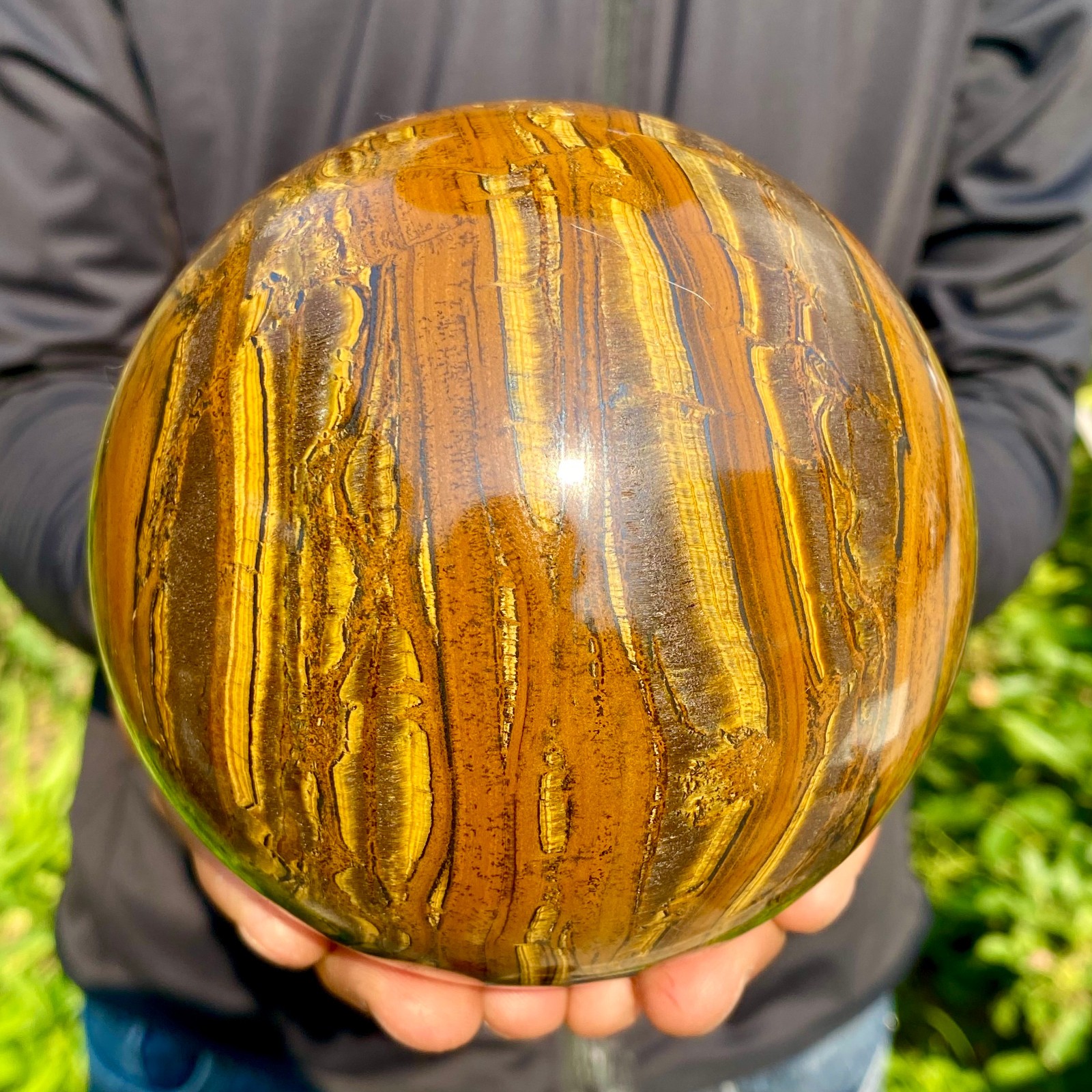 4.76LB Large Natural Tiger Eye Stone Crystal Ball Quartz Healing Sphere Décor