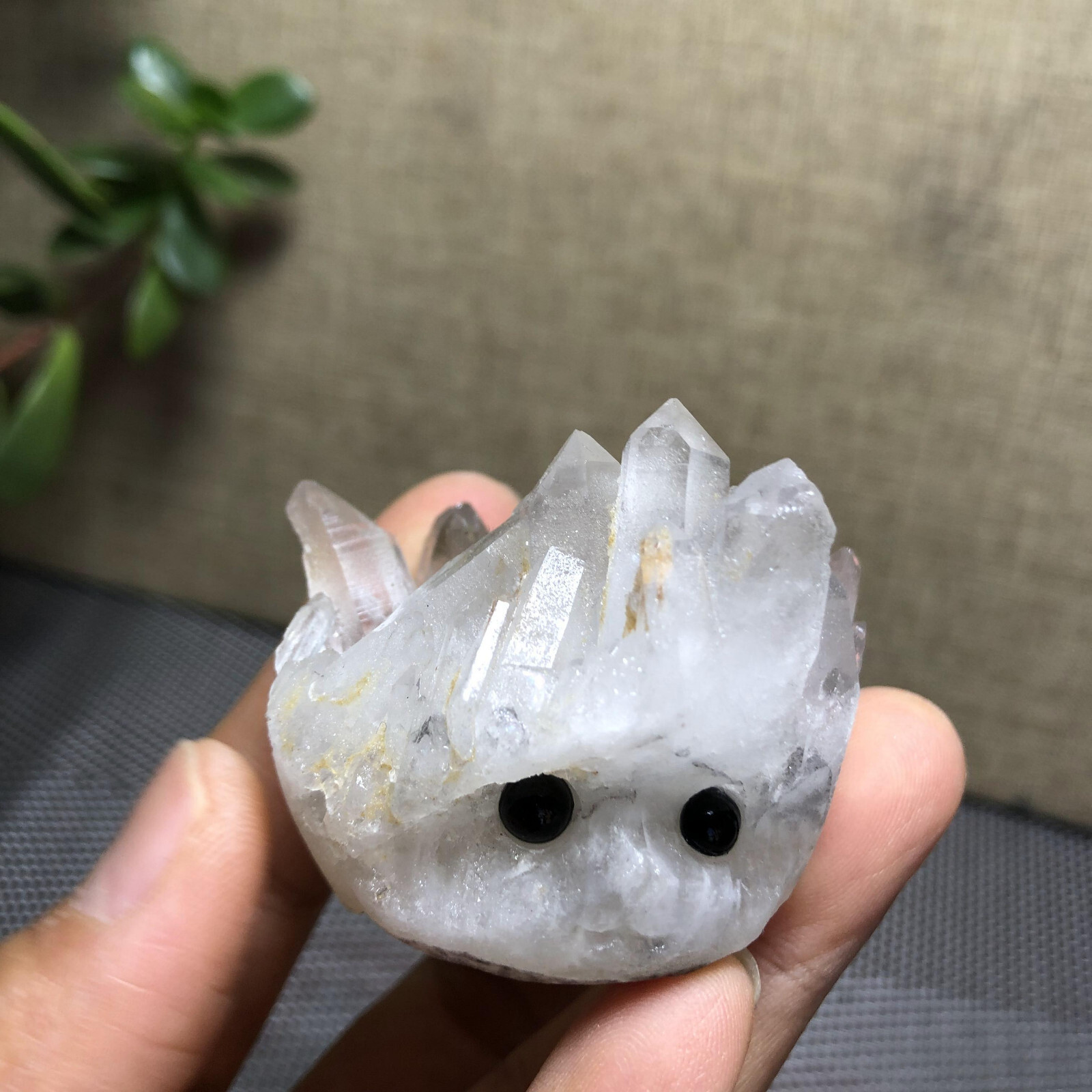 43mm Natural Vintage Hand Carved Crystal hedgehog cluster specimens 71g A1406