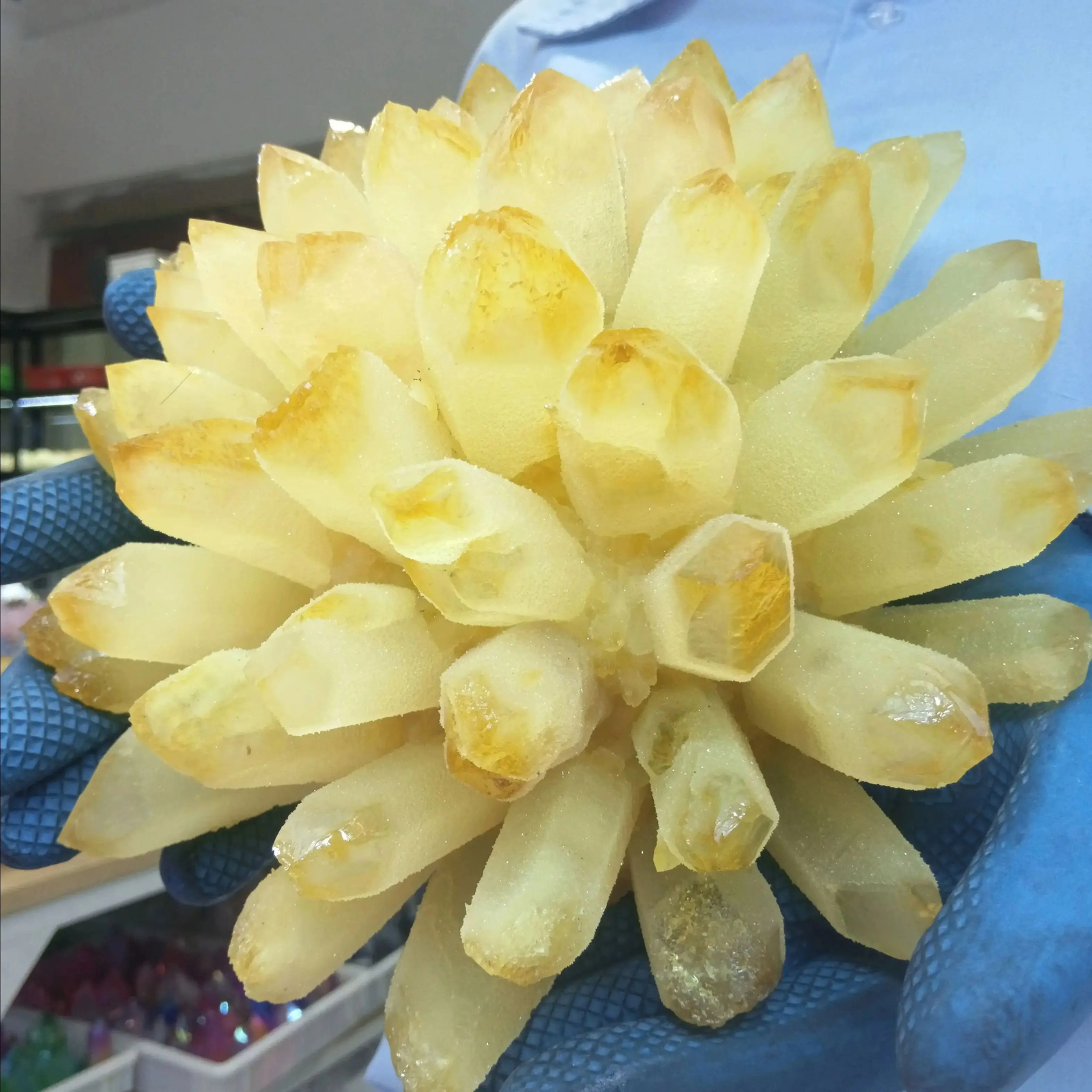 Natural Yellow Ghost Quartz Cluster Yellow Crystal Cluster Mineral Healing Stone