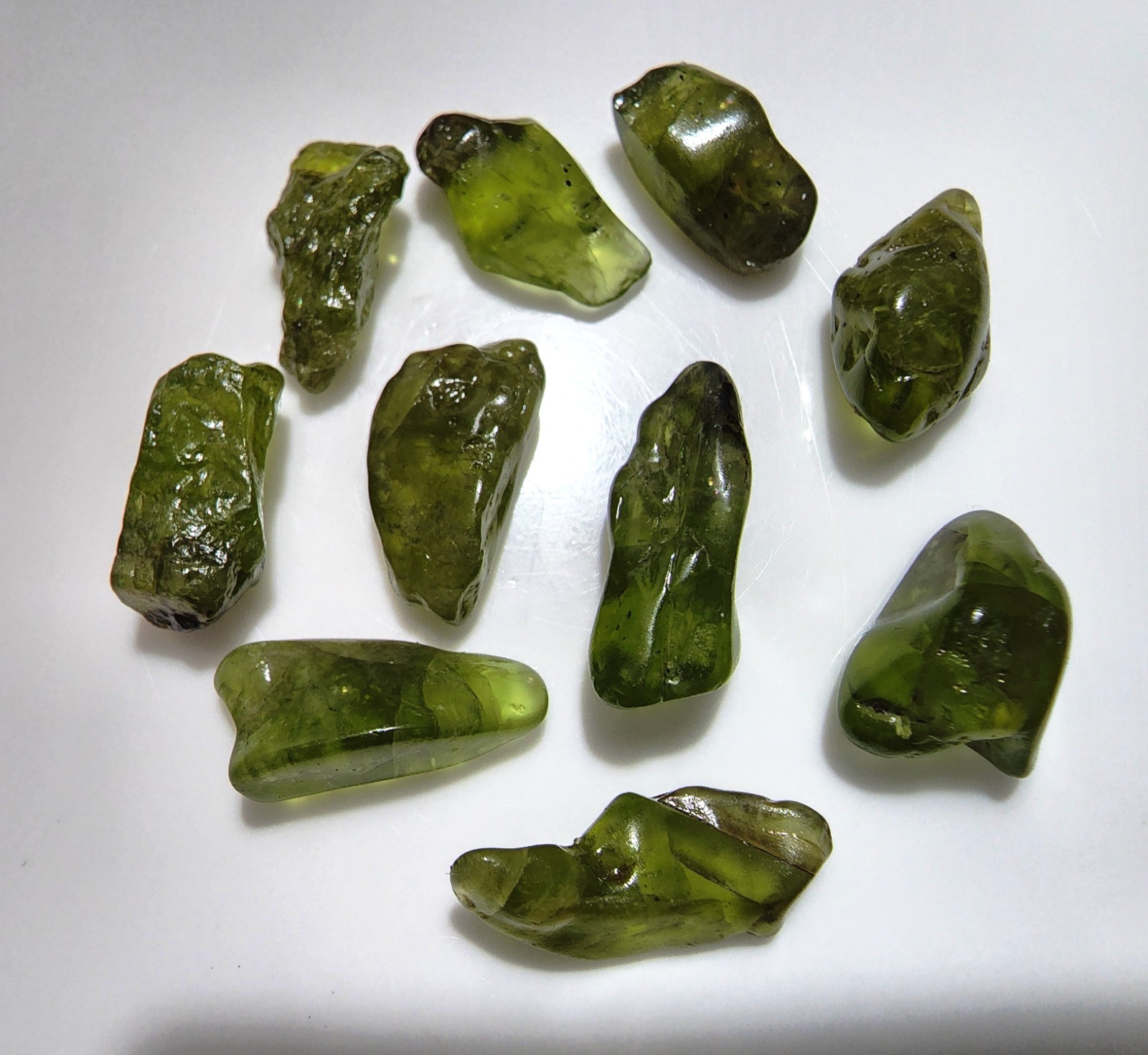 Natural Green Peridot Rough Lot 10 Pcs 14-17mm Raw Crystal Gemstone High Quality