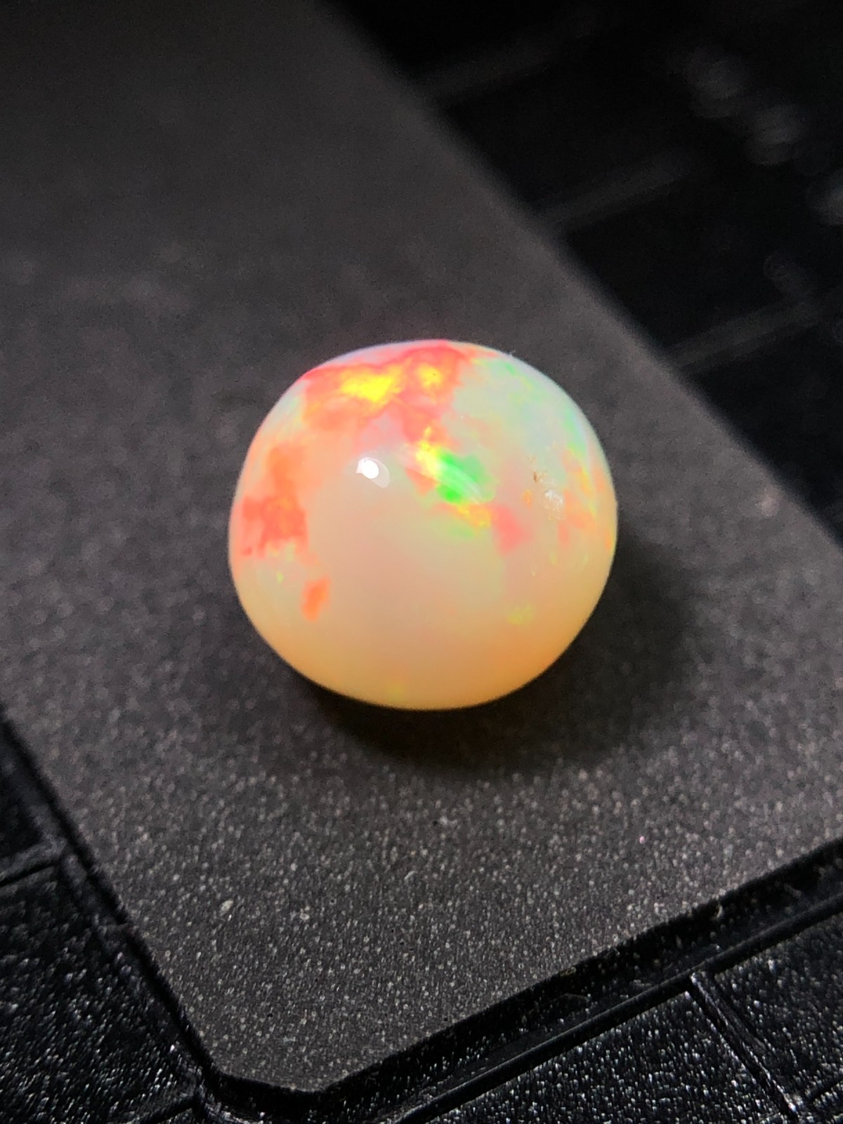 Natural White Ethiopian Opal Sphere, 7.50 MM Rainbow Fire Loose Opal Ball