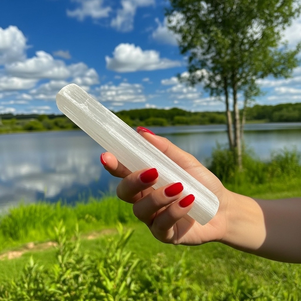 Natural Selenite Wand Set – Reiki Massage Sticks – Crystal Healing Energy Cleans