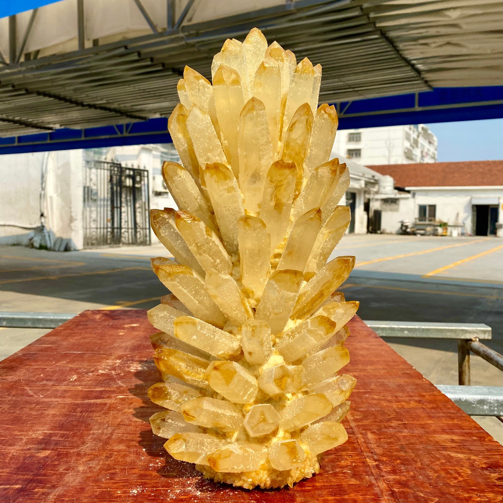 22.69LB New Find Yellow Phantom Crystal Quartz Cluster Mineral Specimen Healing