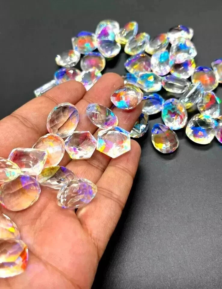 100 Ct+ Natural Rainbow Color Mix Cut Mystic Topaz Certified Loose Gemstone Lot