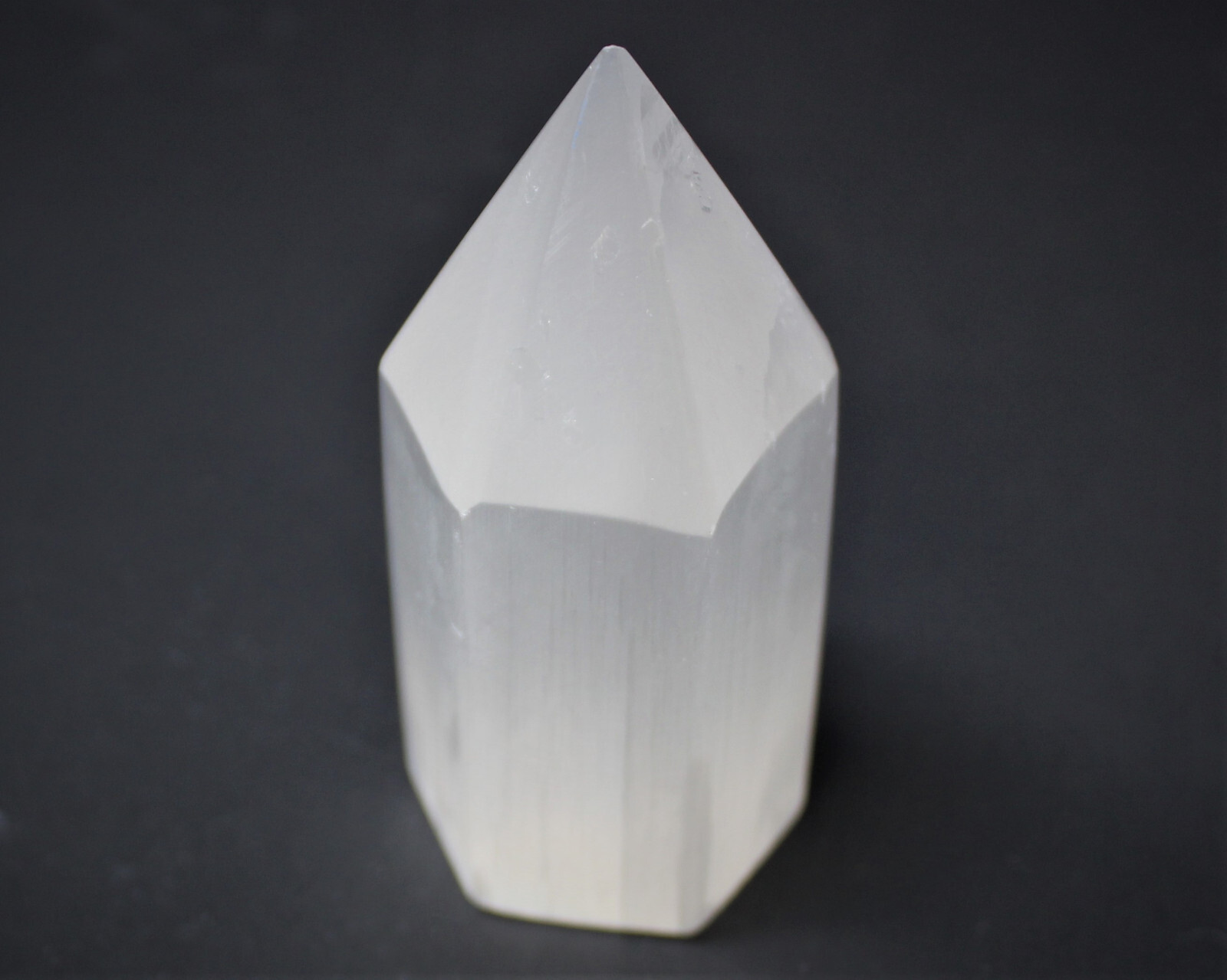 White Selenite Generator 4″ Tall (Selenite 6-Sided Crystal Point, Tower)
