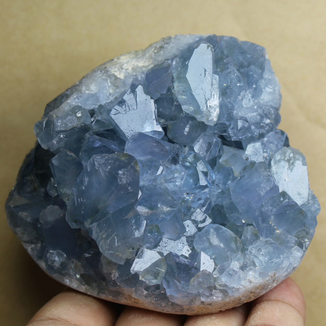 1.53lb Natural Top Grade Gorgeous Sky Blue Celestite Quartz Crystal Geode Heart