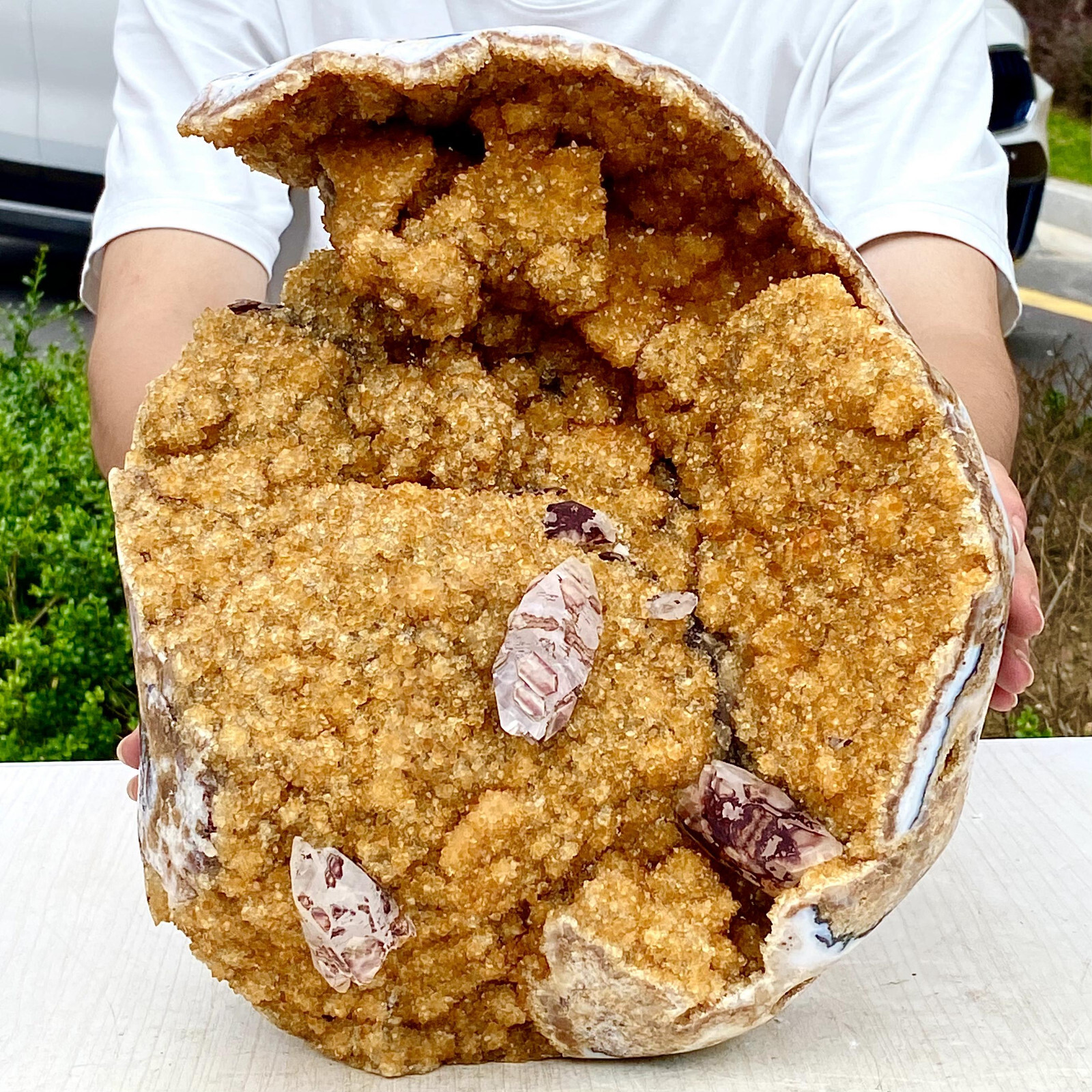 25.3LB Superb Yellow Citrine Crystal Cave Decor Stone Cathedral Geode Specimen