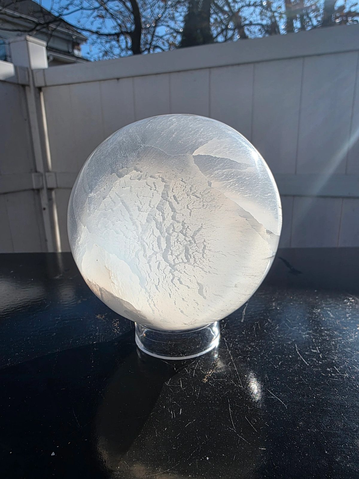 Jumbo selenite sphere with led light! 2.8 pounds, 95mm, 3.7 inches