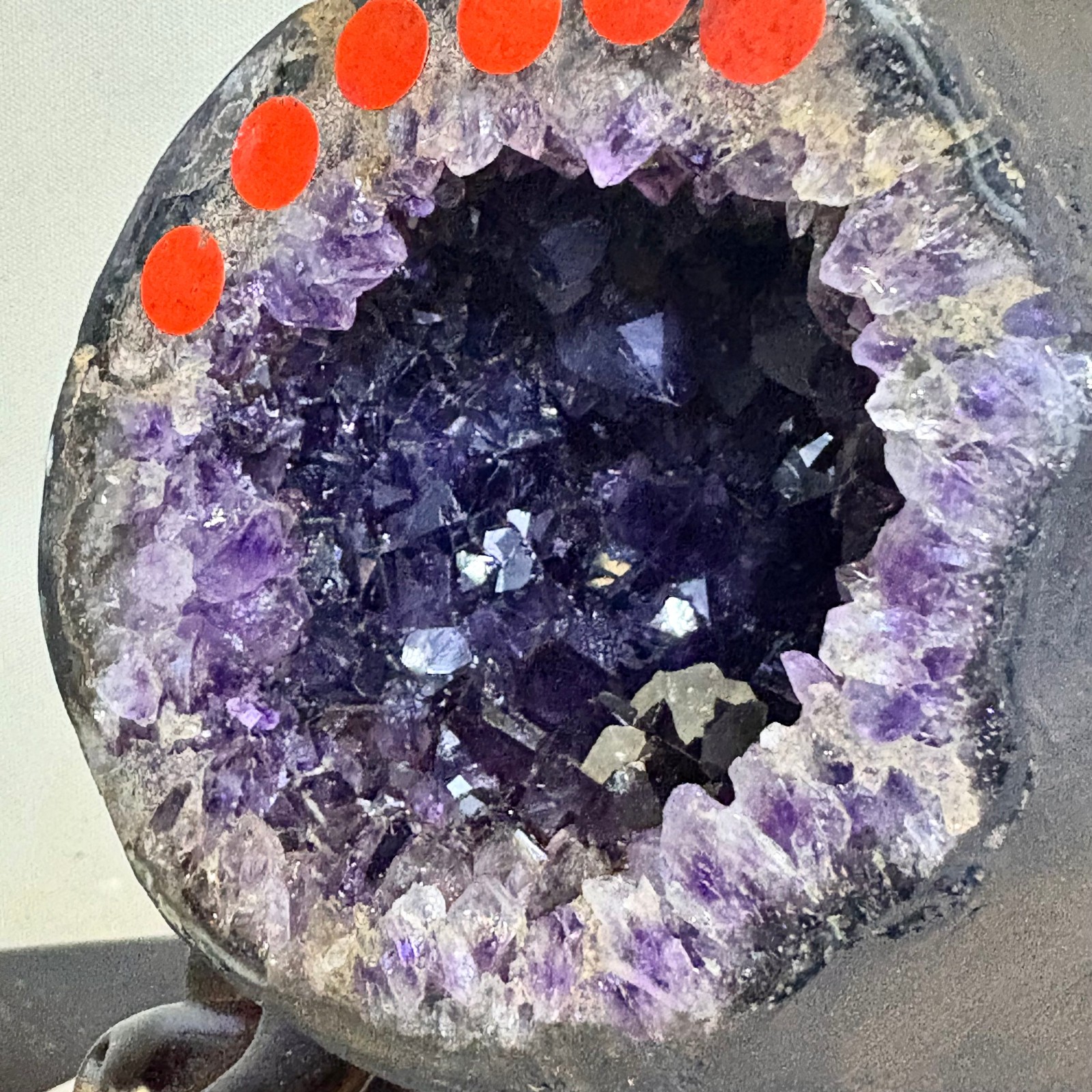 5LB Natural uruguay amethyst geode quartz money bag crystal +stand