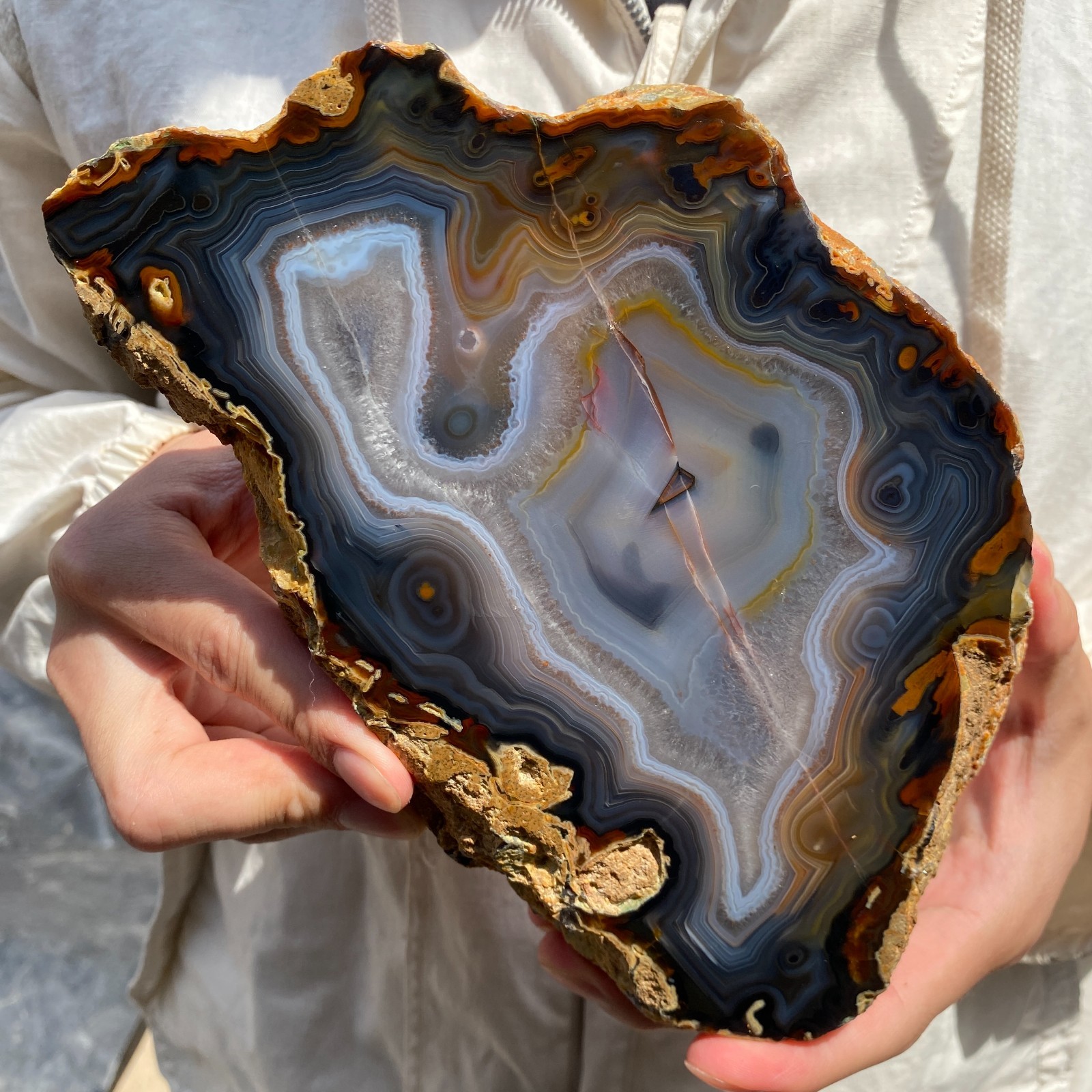 1700G Natural agate Agate Geode Slab/Slice quartz crystal mineral specimen Reiki