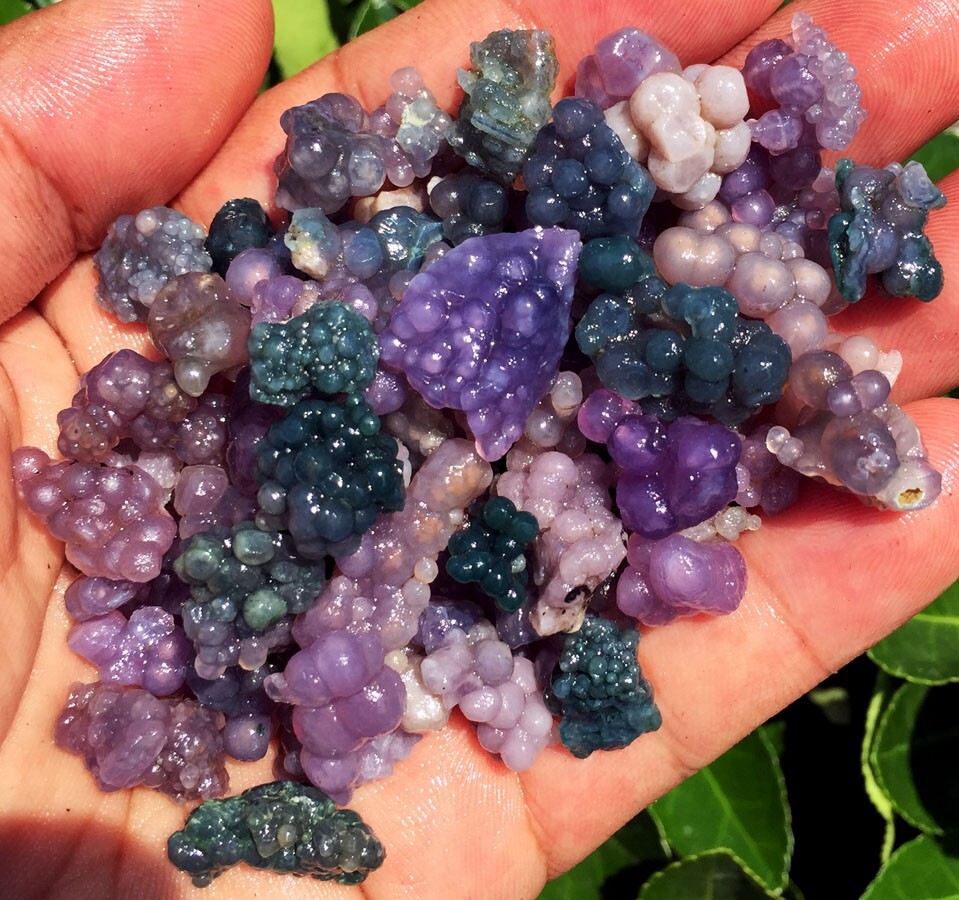 100g 50-90Natural Botryoidal Chalcedony Starlight Purple Grape Agate Grain ag100