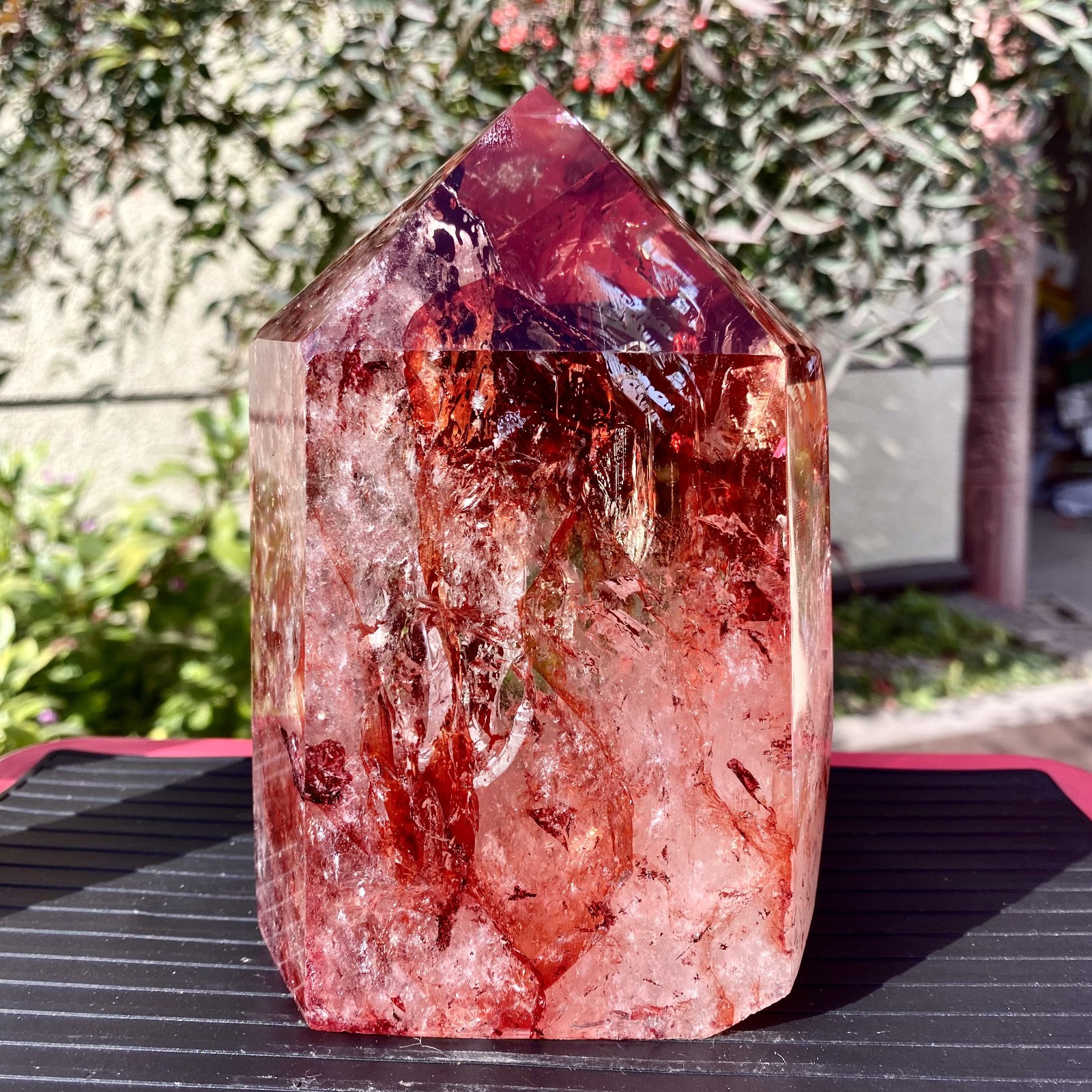 3.92LB Natural Crystal Red Ghost Quartz Mine Crystal Tower Decoration-
