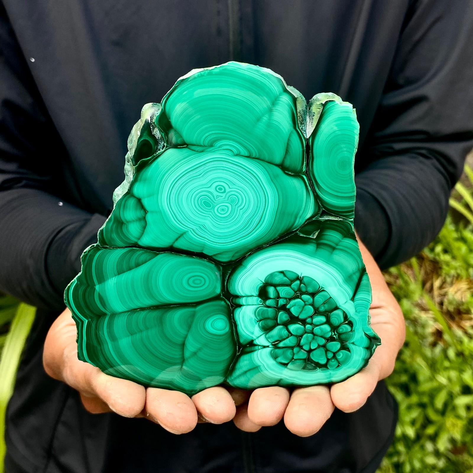 463G Natural malachite slice quartz crystal luster mineral specimen