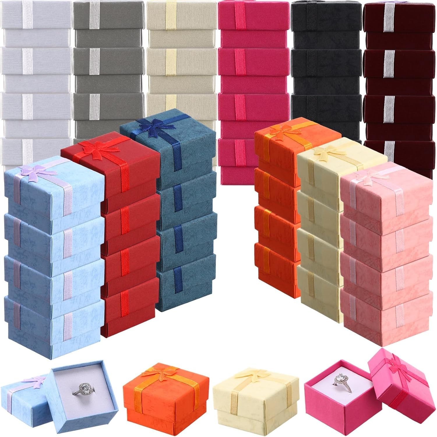 120 Pcs Ring Gift Boxes Bulk for Ring, Earring, Jewelry Small Jewelry Cardboard