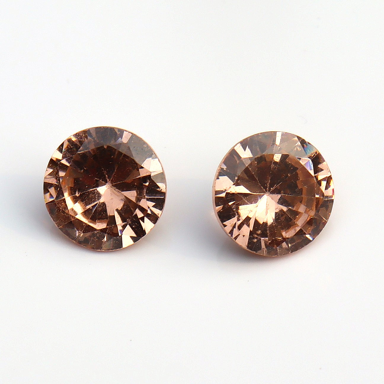 CERTIFIED 2 Pcs A+ Natural Peach Color Zircon Loose Gemstones Round Cut 8.60 Ct