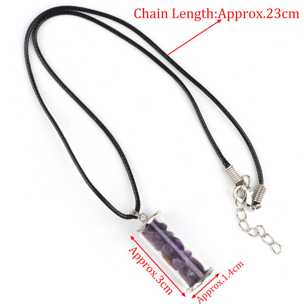 1PC Wishing Bottle 7 Chakra Crystal Pendulum Natural Chip Stone Pendant Necklace