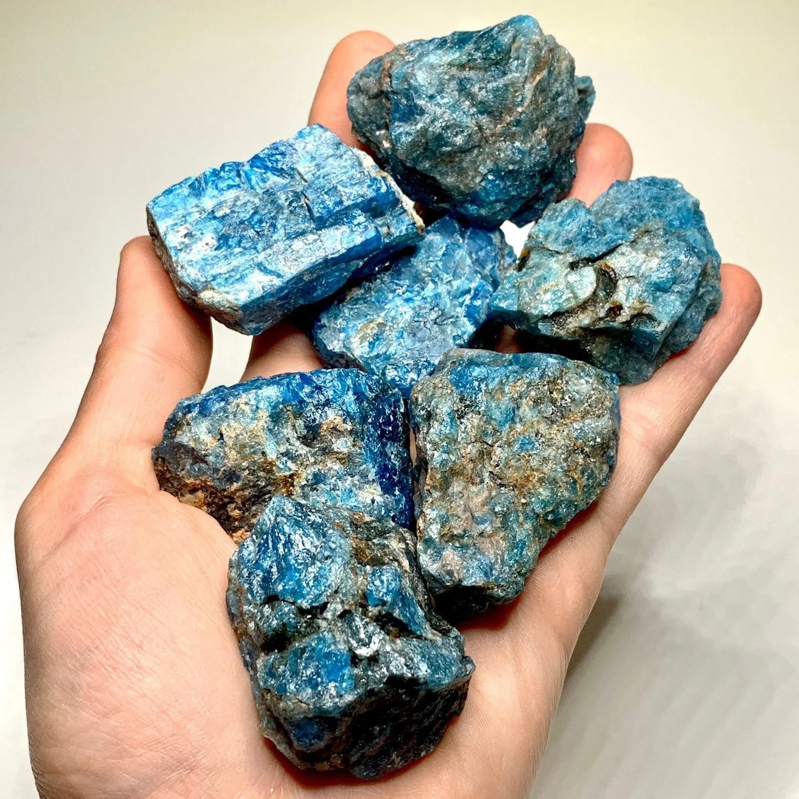 3PCS Raw Blue Apatite Stones Rough Rocks Healing Crystal Creativity Gemstones