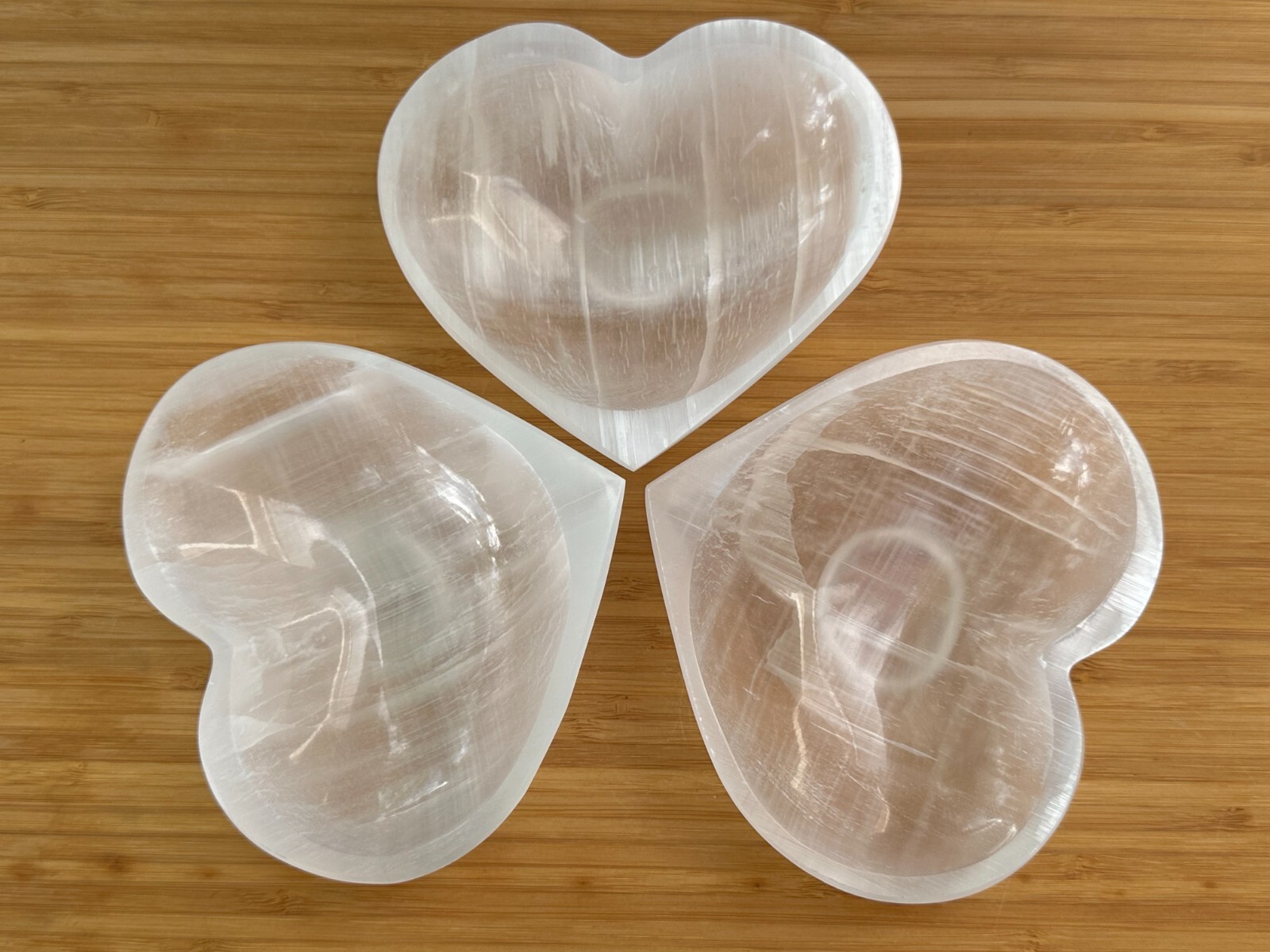 Large Selenite Heart Bowl, 5″ Selenite Heart Shaped Dish Bowl with Pedestal