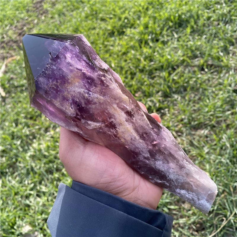 1.95LB Natural Amethyst Quartz Obelisk Rough Crystal Point Wand Healing Tower