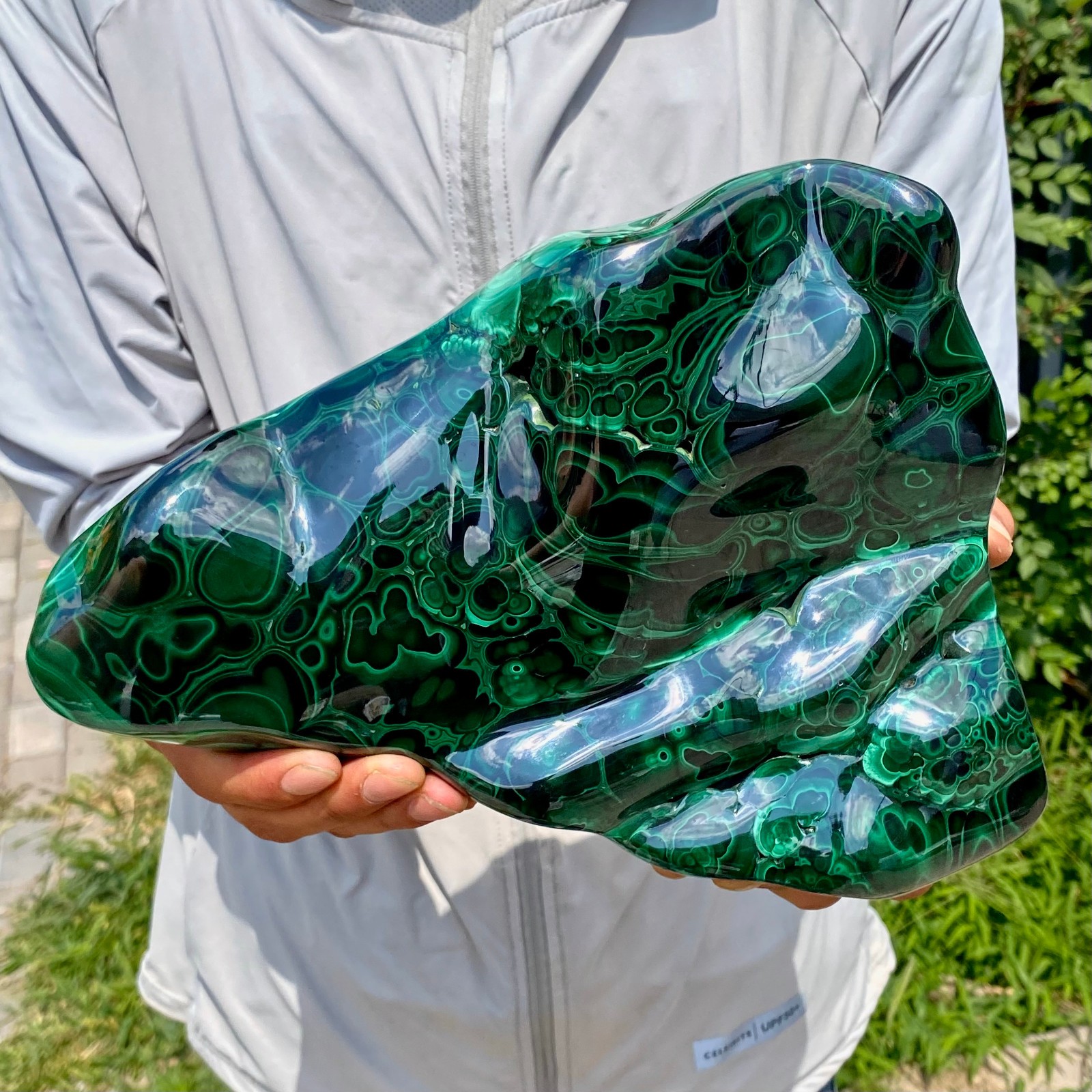 9.25LB Large Natural glossy Malachite transparent cluster rough mineral sample