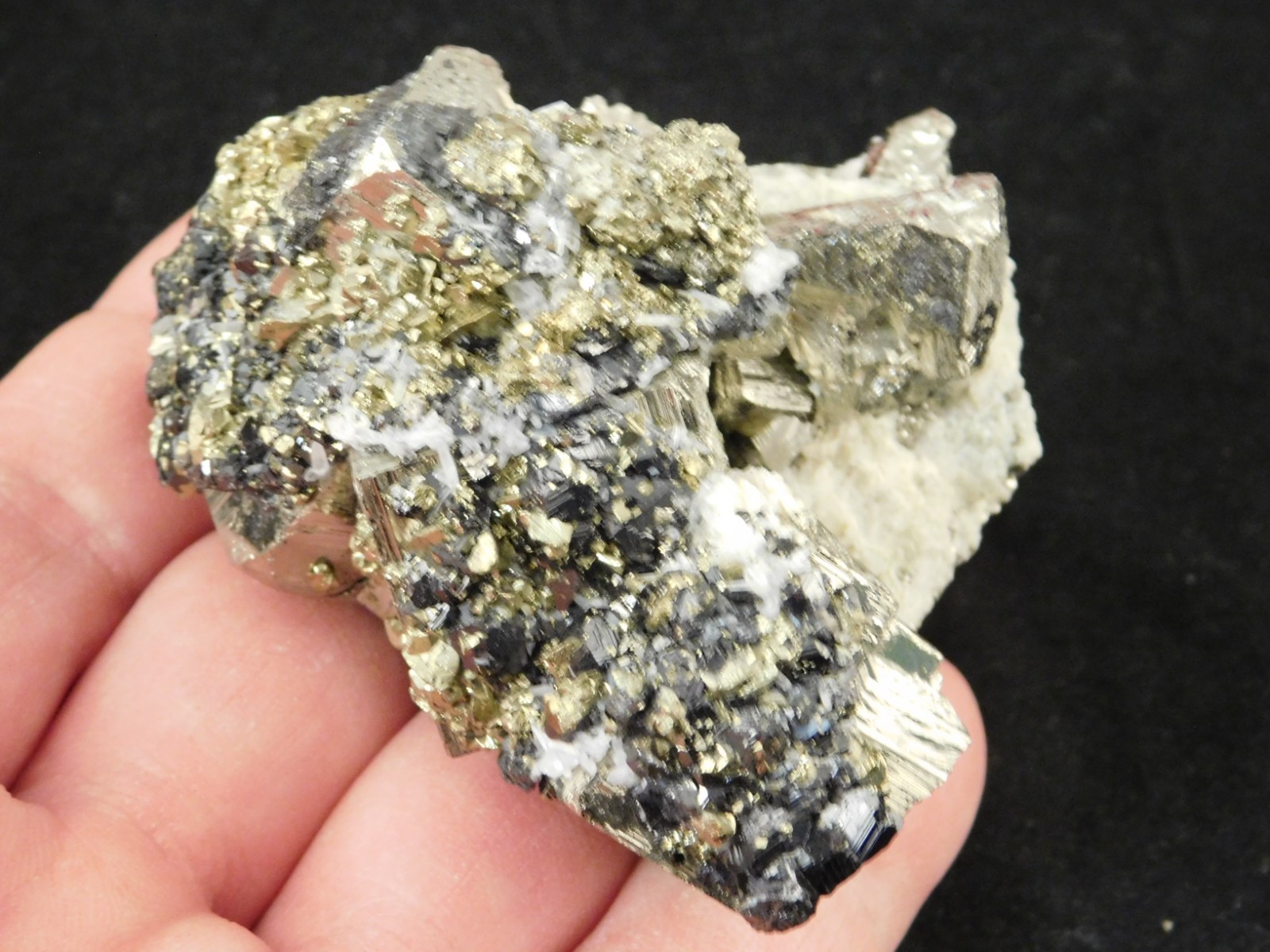 Sphalerite Crystal Cluster with Chalcopyrite Calcite and Pyrite 214gr