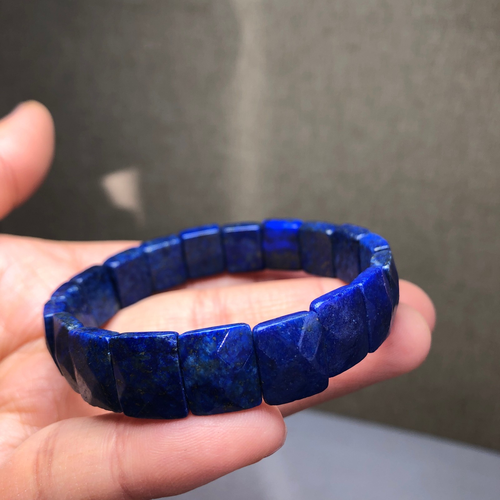 Rare Natural lapis lazuli Crystal Quartz chain aspect beads bracelet 25g A3113